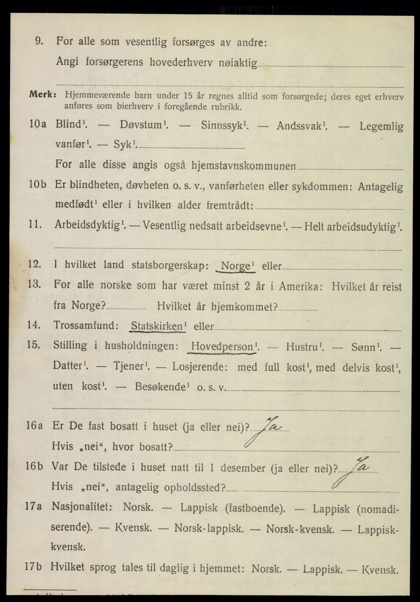 SAT, 1920 census for Hattfjelldal, 1920, p. 535