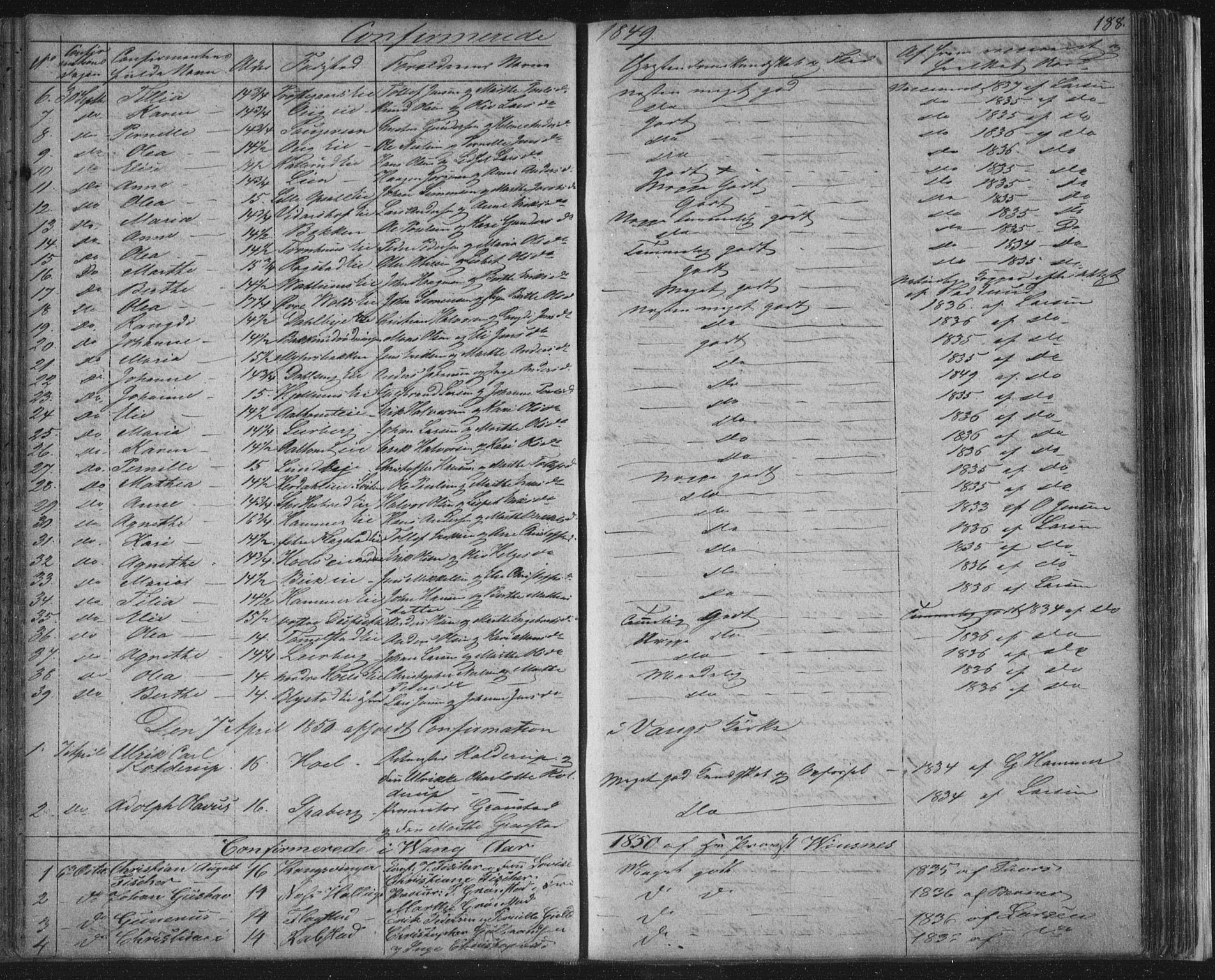 Vang prestekontor, Hedmark, AV/SAH-PREST-008/H/Ha/Hab/L0008: Parish register (copy) no. 8, 1832-1854, p. 188