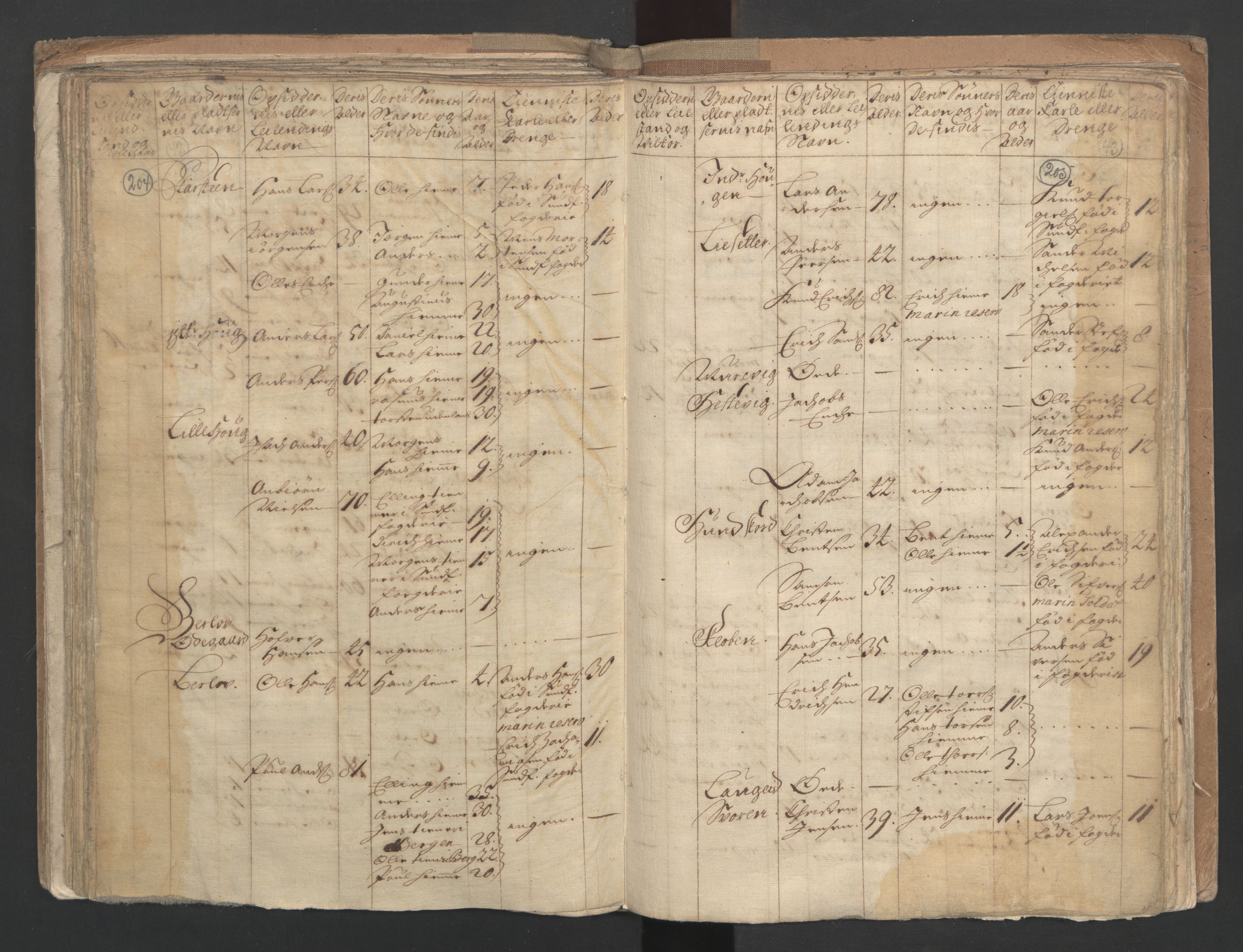 RA, Census (manntall) 1701, no. 9: Sunnfjord fogderi, Nordfjord fogderi and Svanø birk, 1701, p. 204-205