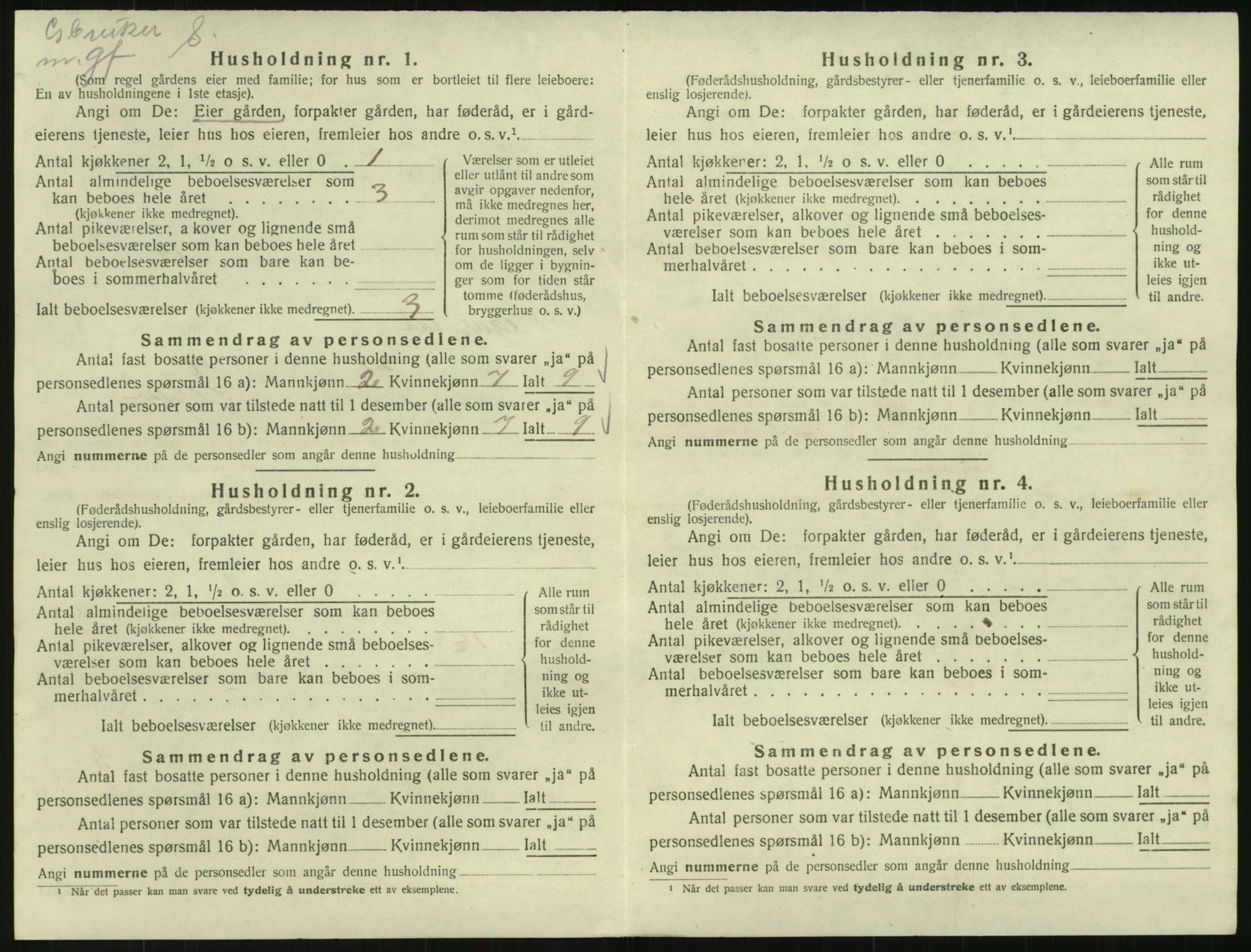 SAK, 1920 census for Vegusdal, 1920, p. 320