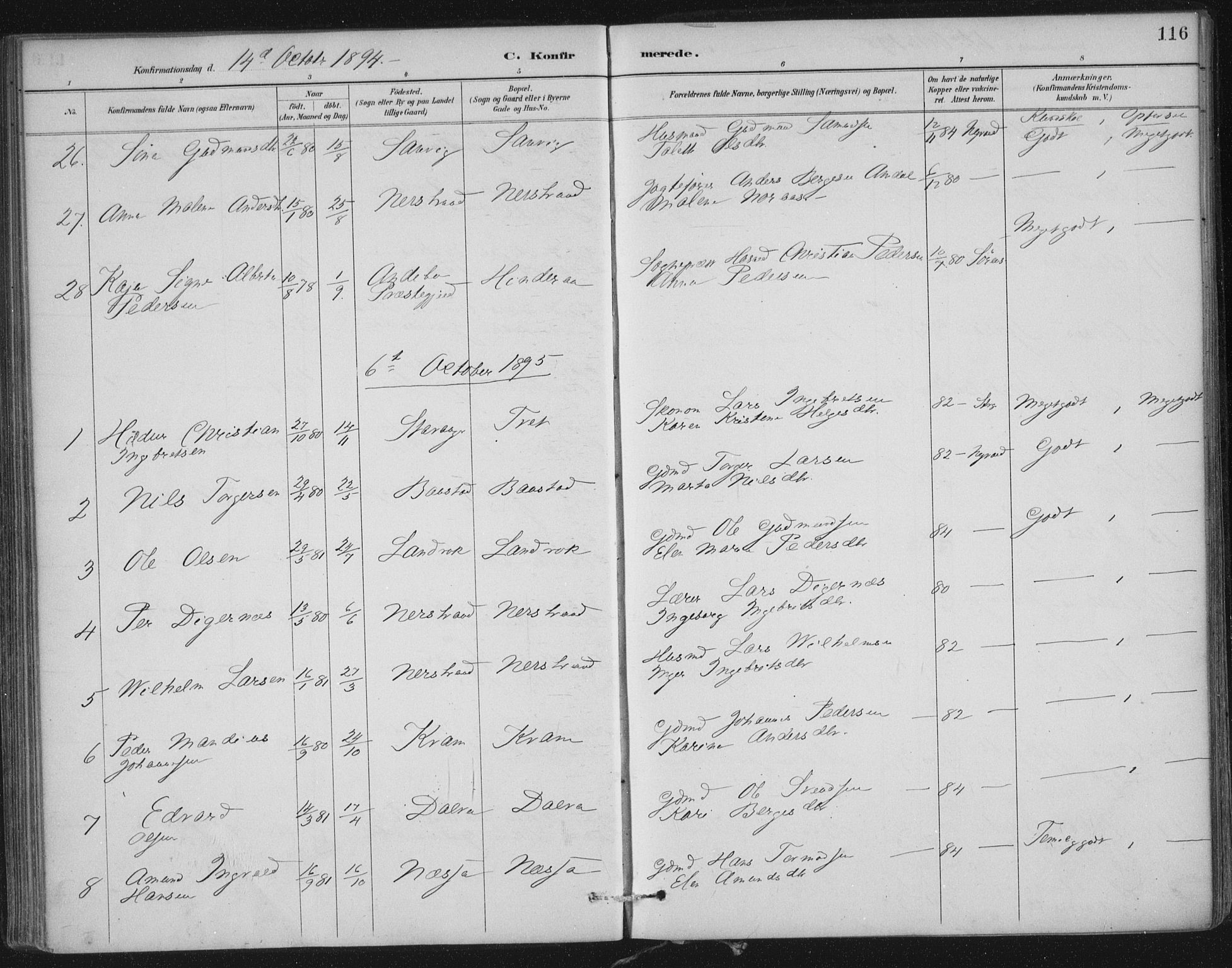 Nedstrand sokneprestkontor, SAST/A-101841/01/IV: Parish register (official) no. A 12, 1887-1915, p. 116