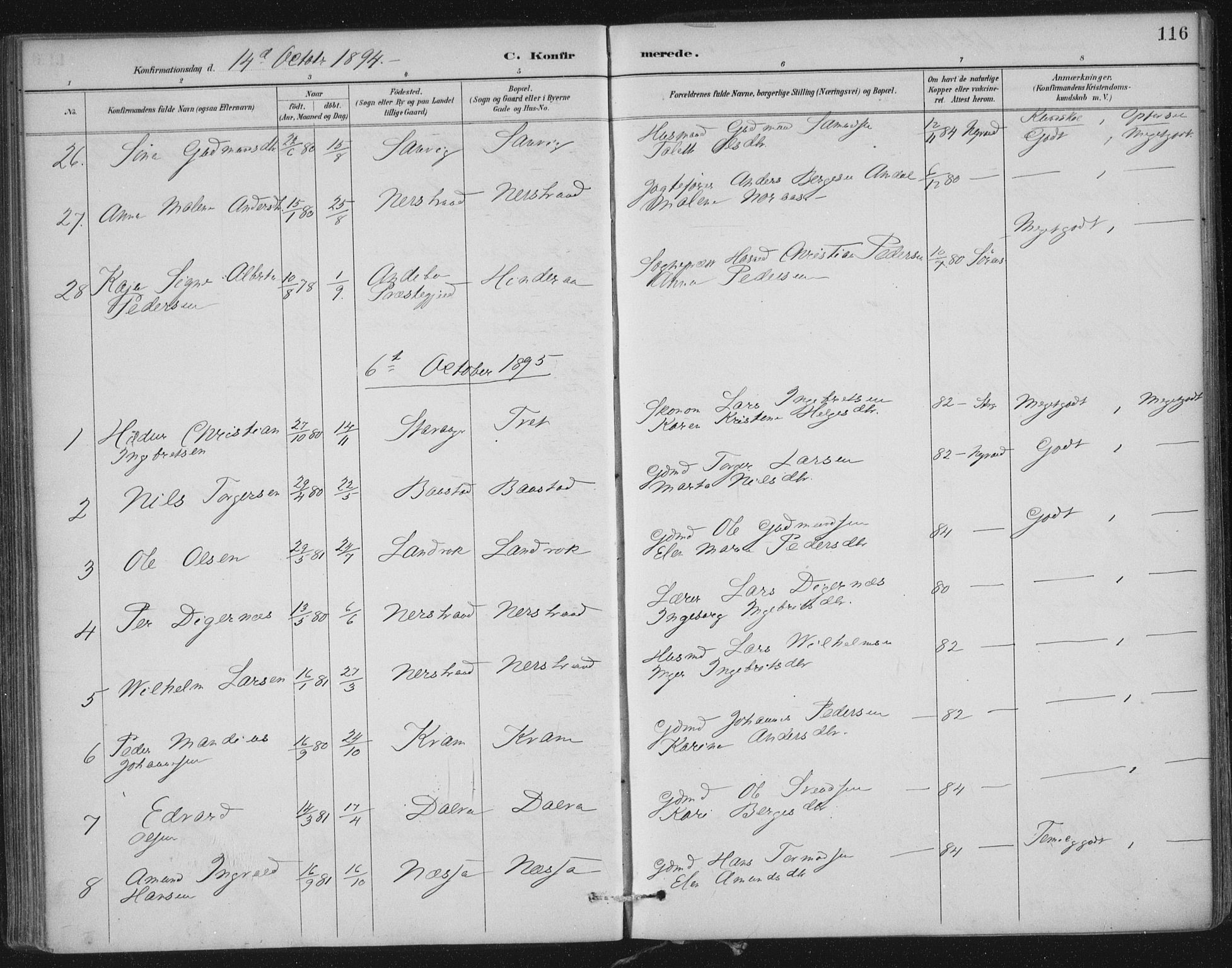 Nedstrand sokneprestkontor, AV/SAST-A-101841/01/IV: Parish register (official) no. A 12, 1887-1915, p. 116