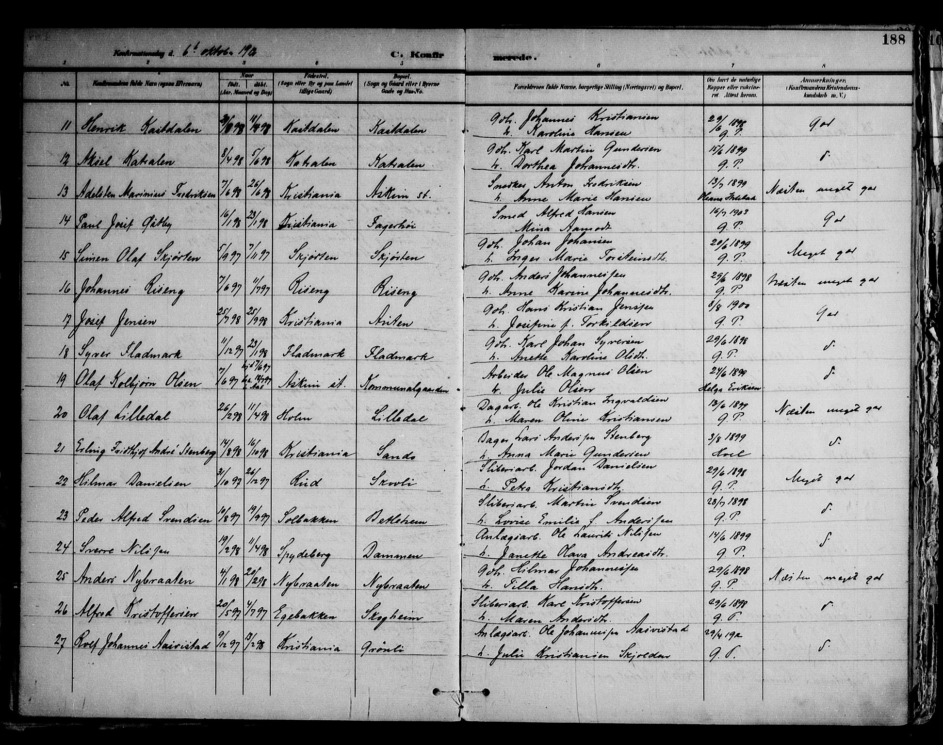 Askim prestekontor Kirkebøker, AV/SAO-A-10900/F/Fa/L0008: Parish register (official) no. 8, 1898-1912, p. 188