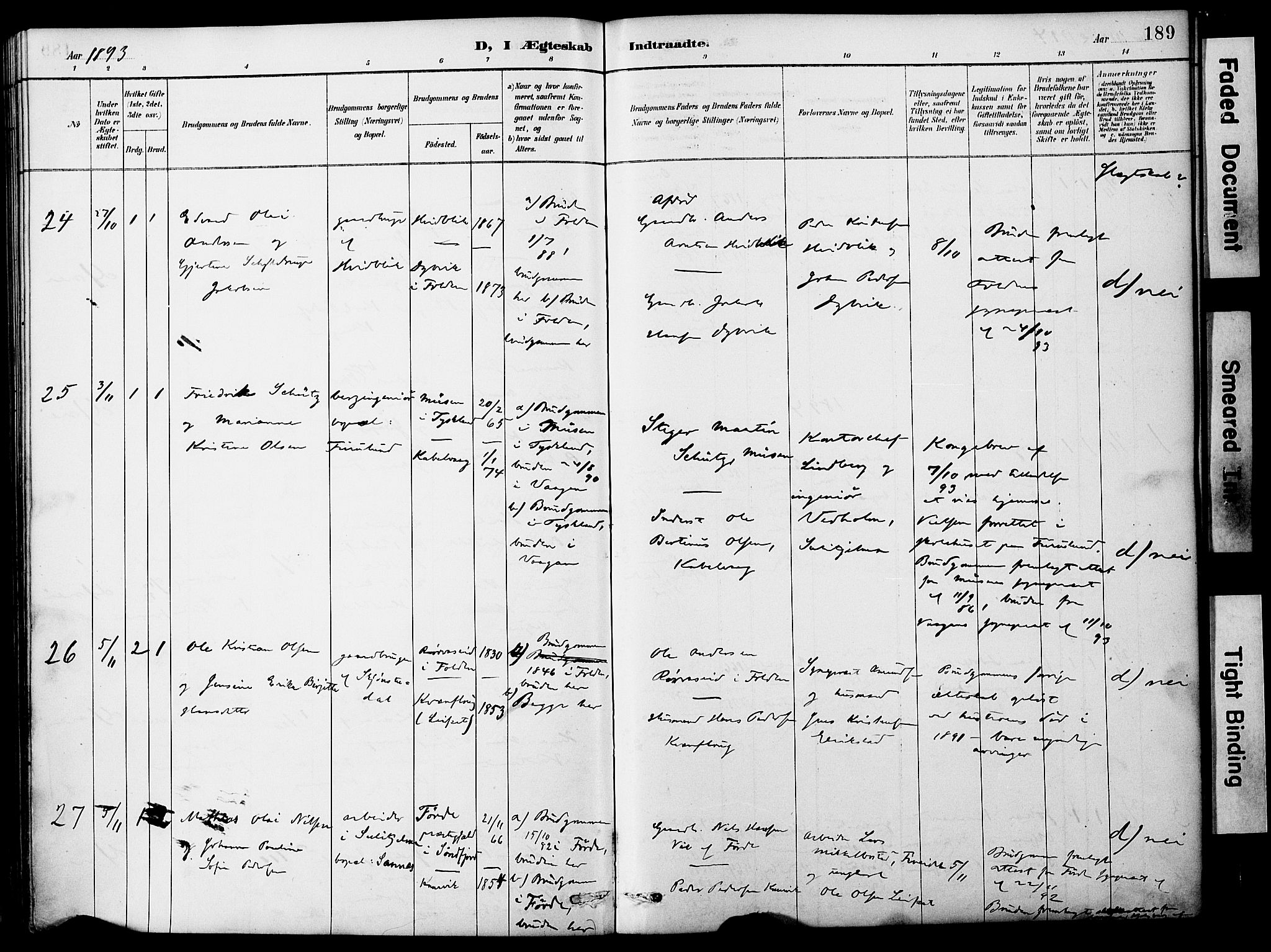 Ministerialprotokoller, klokkerbøker og fødselsregistre - Nordland, AV/SAT-A-1459/849/L0690: Parish register (official) no. 849A02, 1890-1897, p. 189