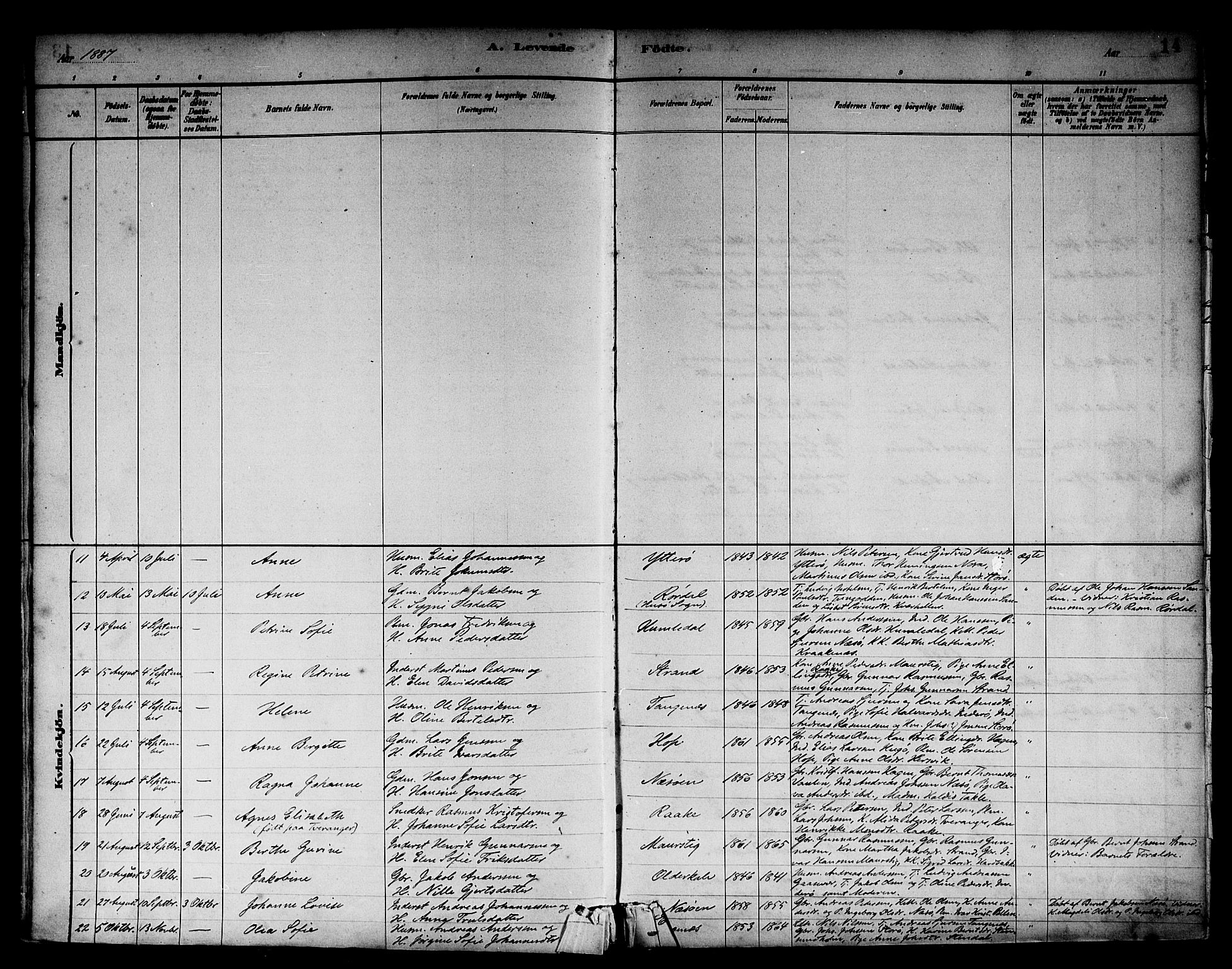 Solund sokneprestembete, SAB/A-81401: Parish register (official) no. A 1, 1881-1902, p. 14