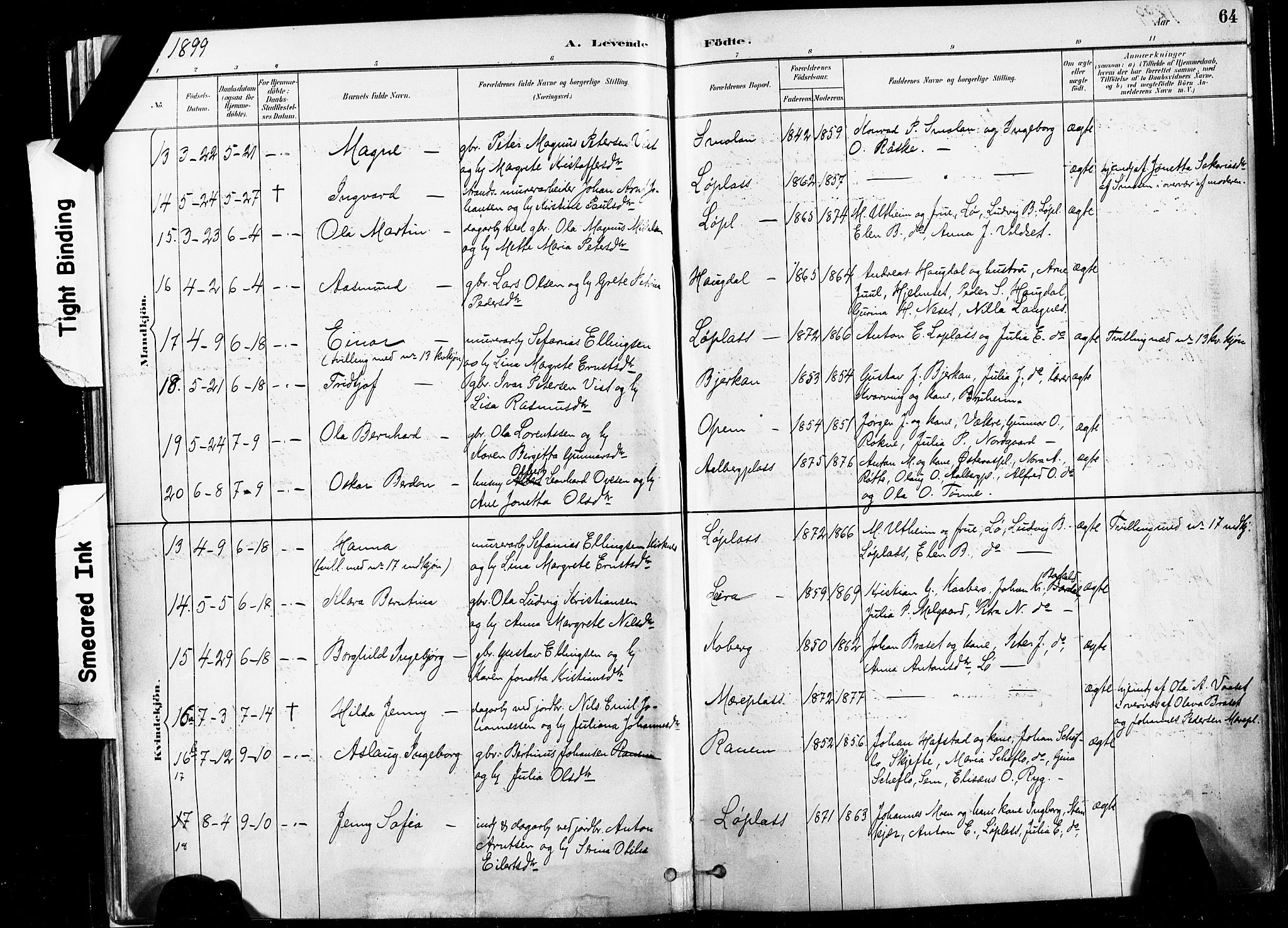 Ministerialprotokoller, klokkerbøker og fødselsregistre - Nord-Trøndelag, SAT/A-1458/735/L0351: Parish register (official) no. 735A10, 1884-1908, p. 64