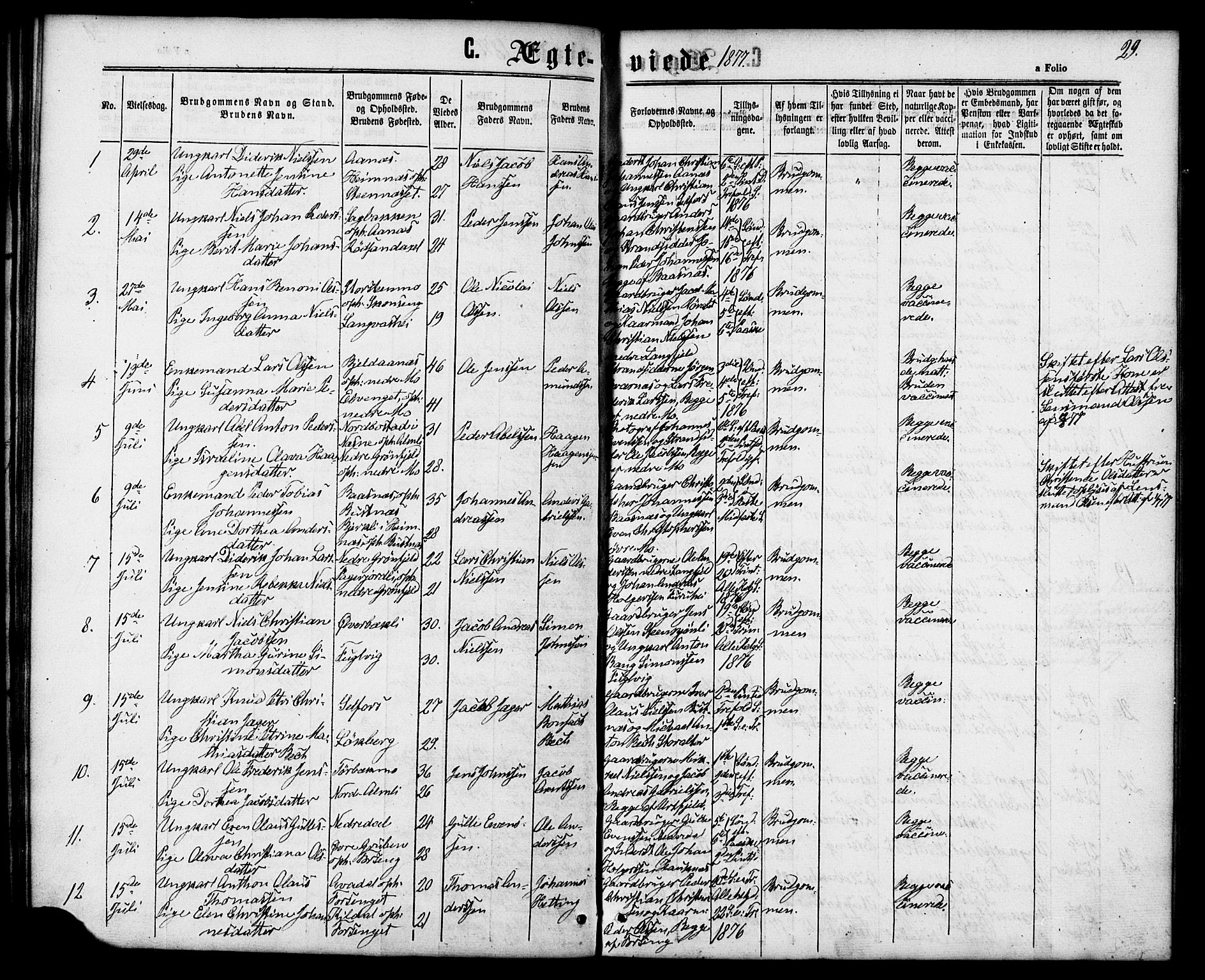 Ministerialprotokoller, klokkerbøker og fødselsregistre - Nordland, SAT/A-1459/827/L0395: Parish register (official) no. 827A07, 1864-1886, p. 29