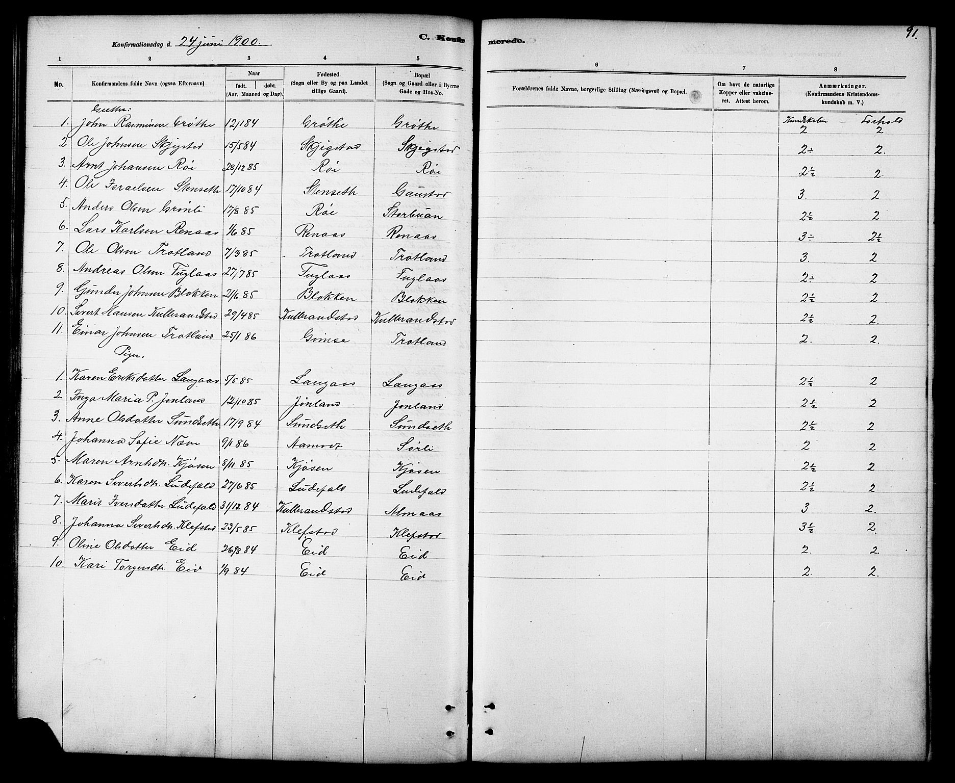 Ministerialprotokoller, klokkerbøker og fødselsregistre - Sør-Trøndelag, SAT/A-1456/694/L1132: Parish register (copy) no. 694C04, 1887-1914, p. 91
