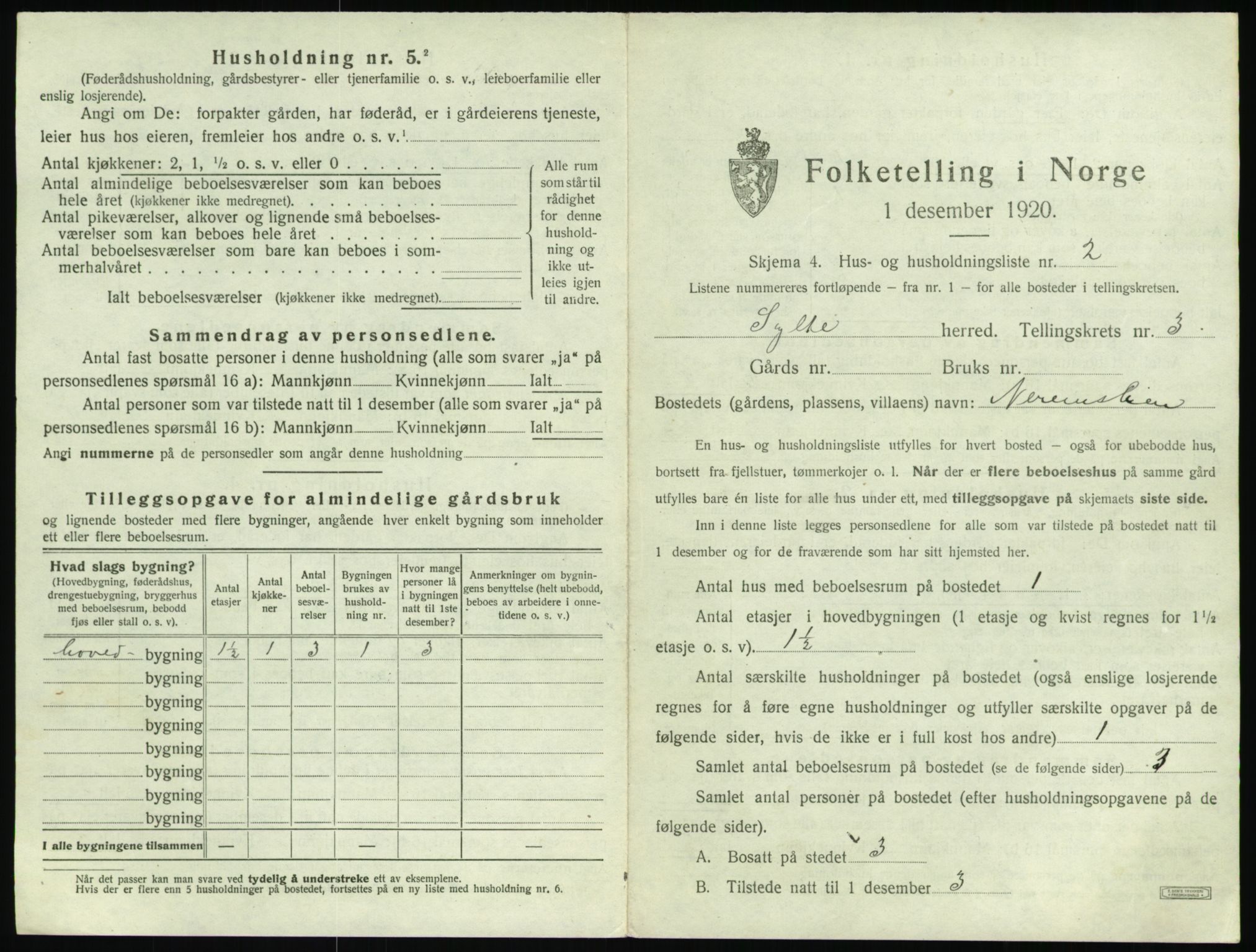 SAT, 1920 census for Sylte, 1920, p. 277