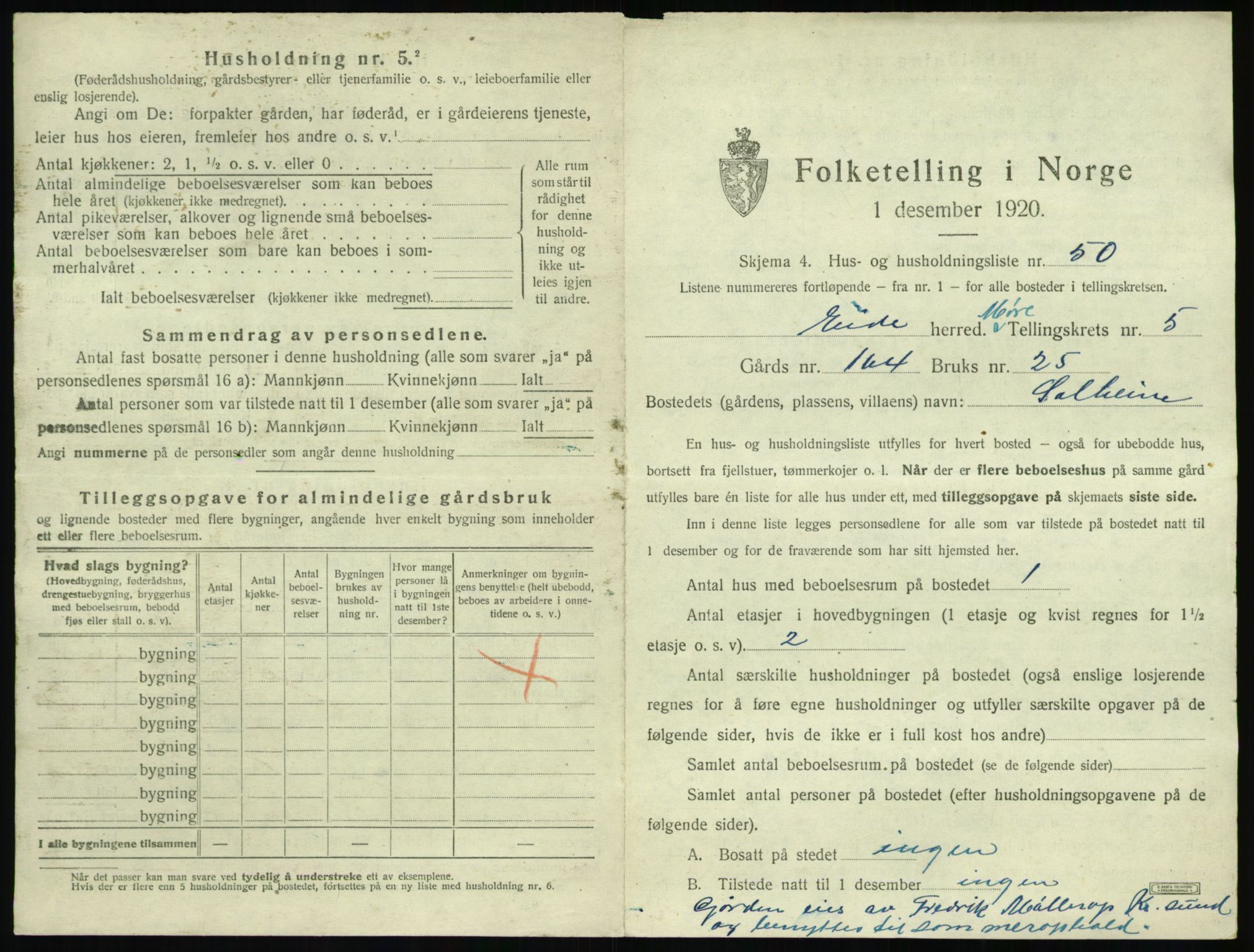 SAT, 1920 census for Eid (MR), 1920, p. 407