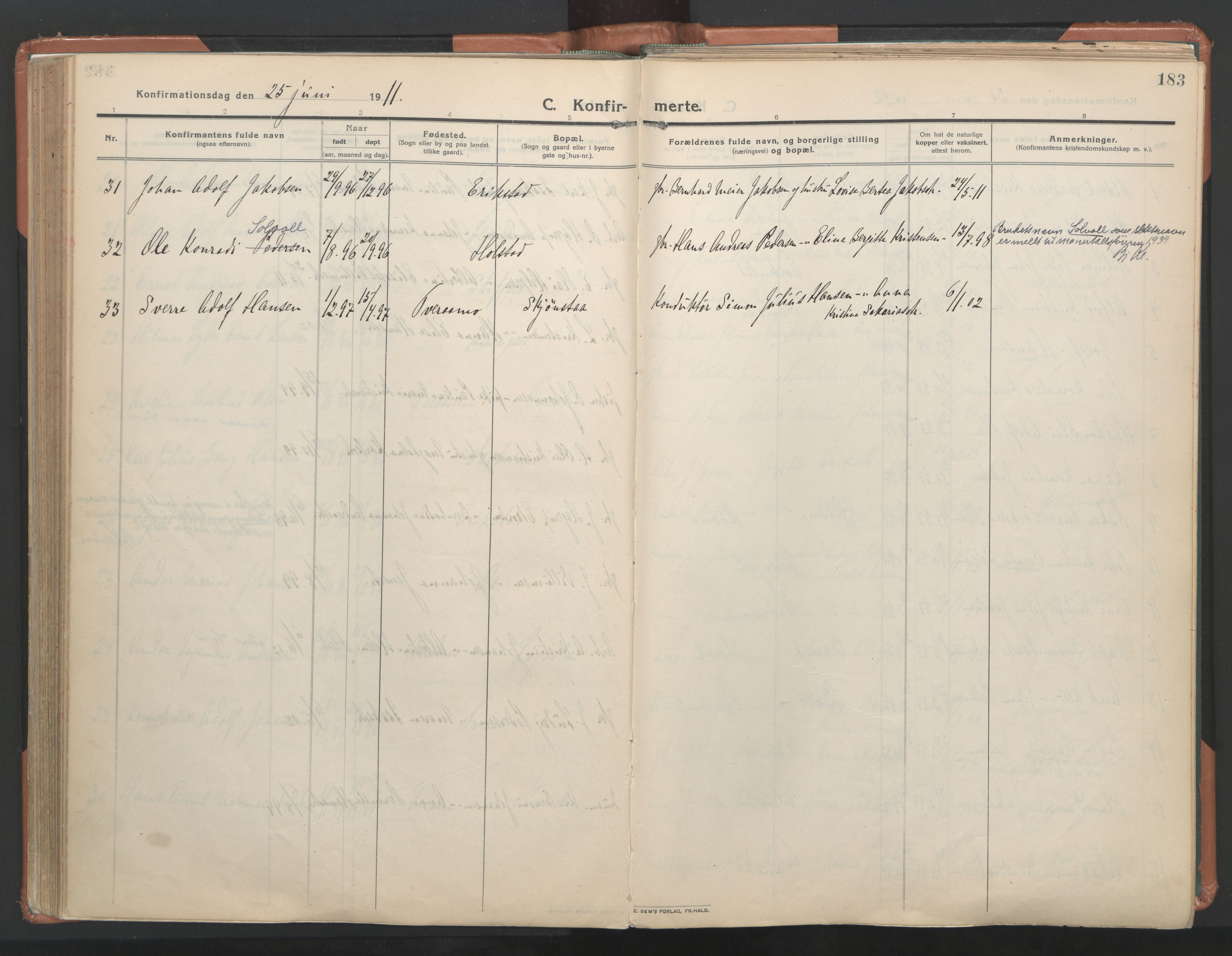 Ministerialprotokoller, klokkerbøker og fødselsregistre - Nordland, AV/SAT-A-1459/849/L0698: Parish register (official) no. 849A09, 1911-1924, p. 183