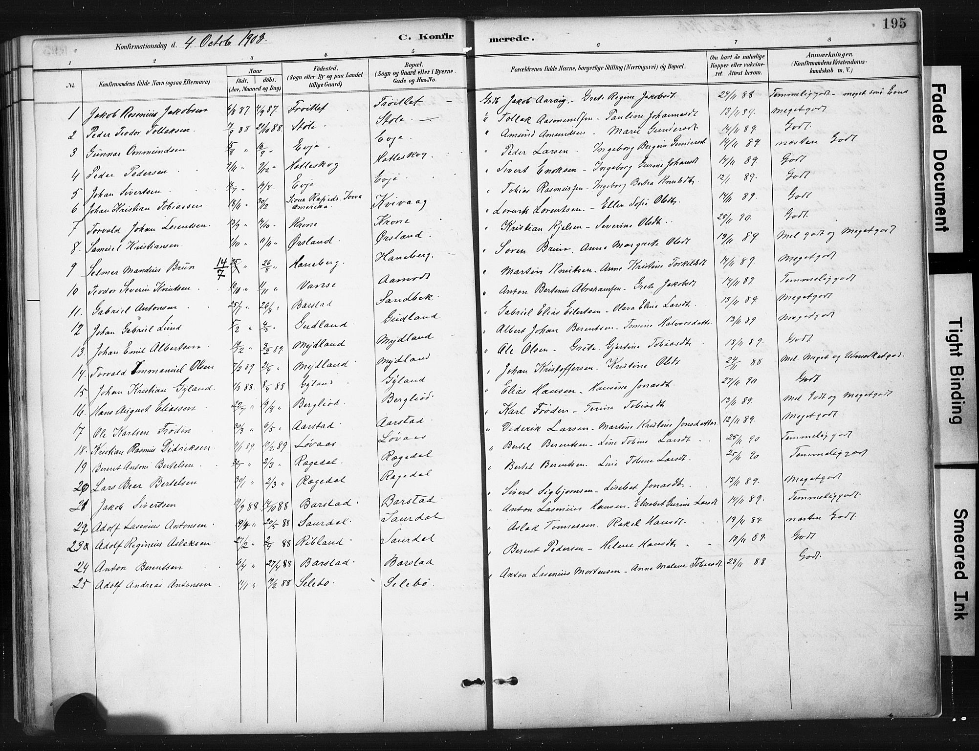 Sokndal sokneprestkontor, SAST/A-101808: Parish register (official) no. A 11.1, 1887-1905, p. 195