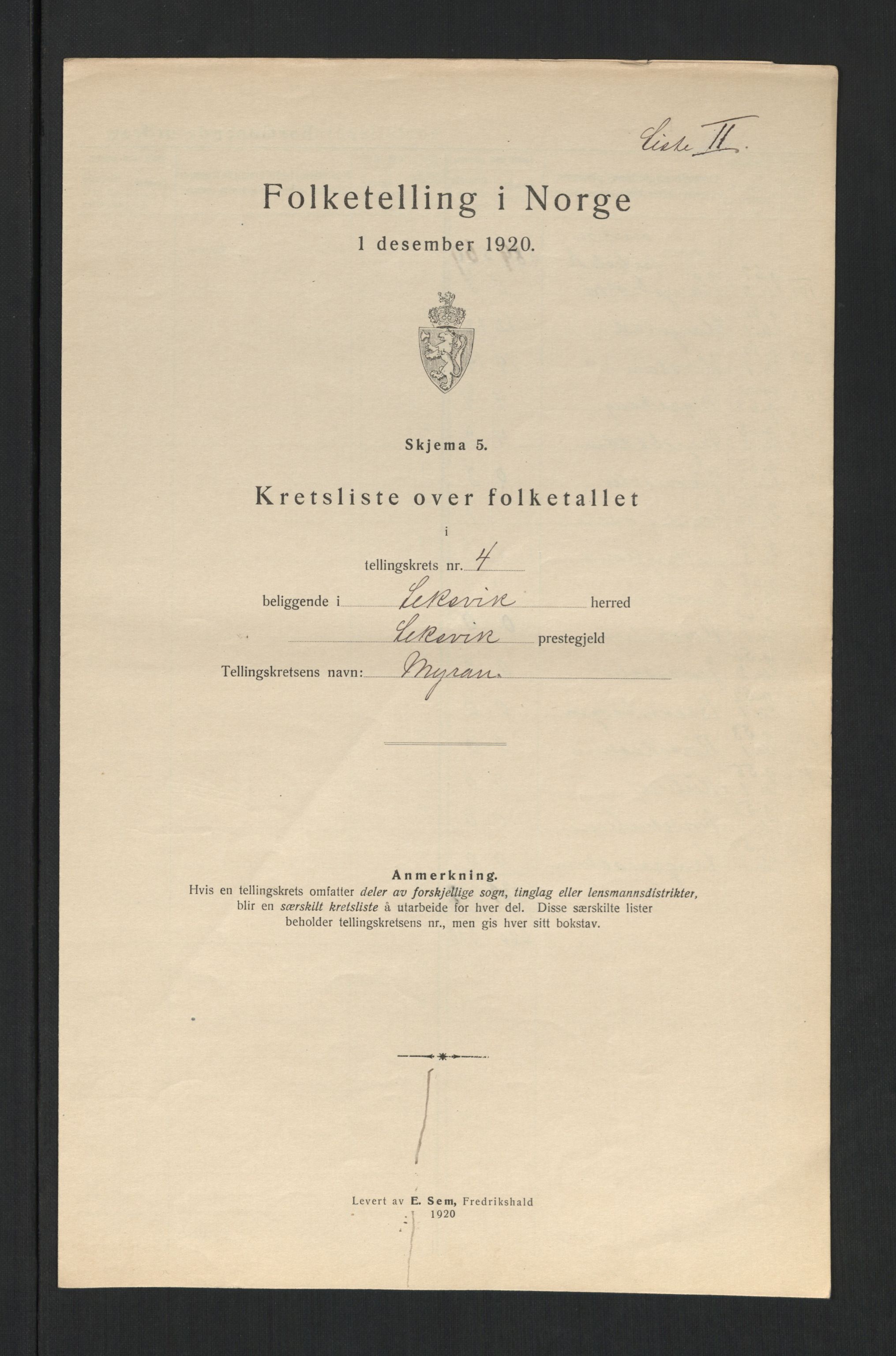 SAT, 1920 census for Leksvik, 1920, p. 24