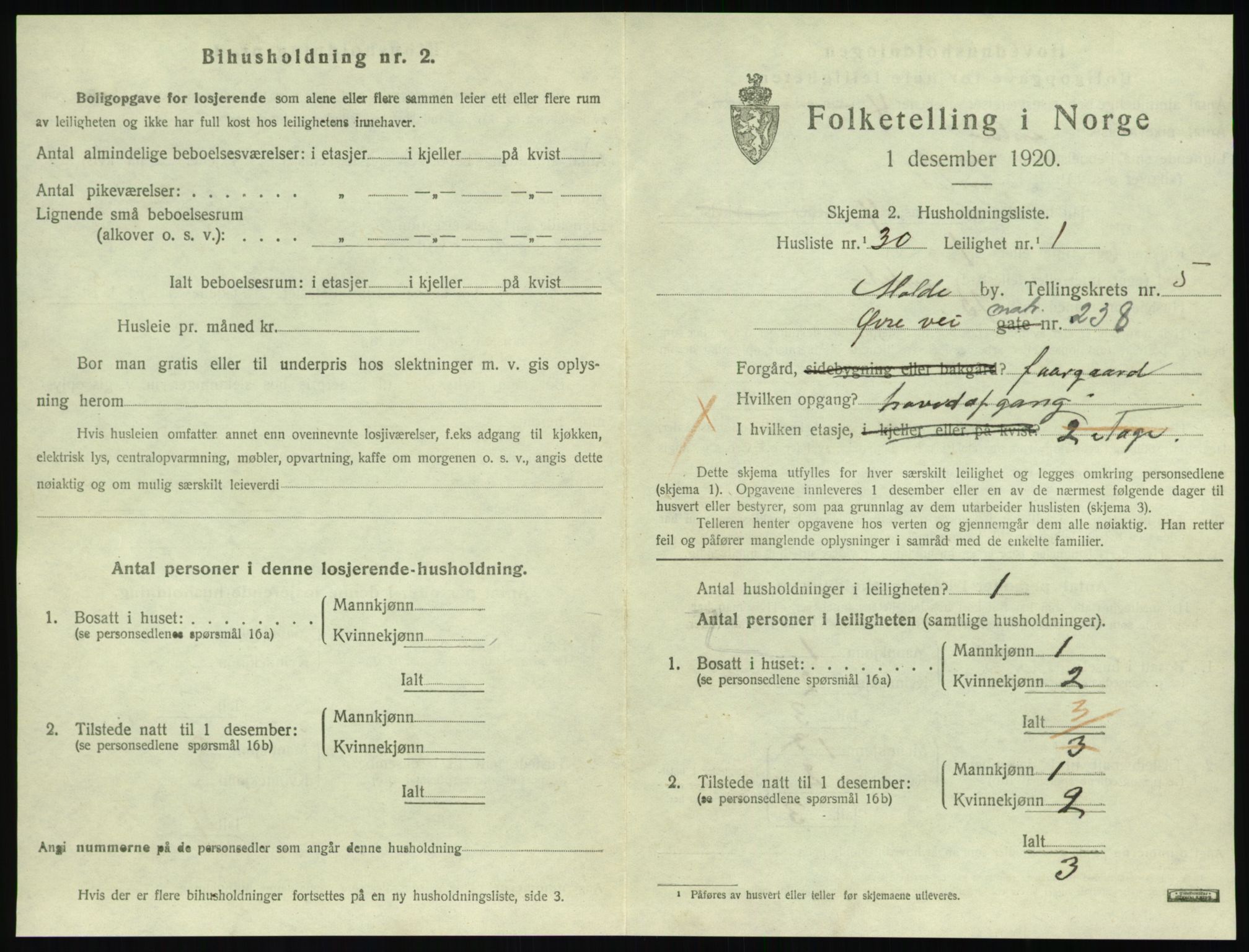 SAT, 1920 census for Molde, 1920, p. 1881