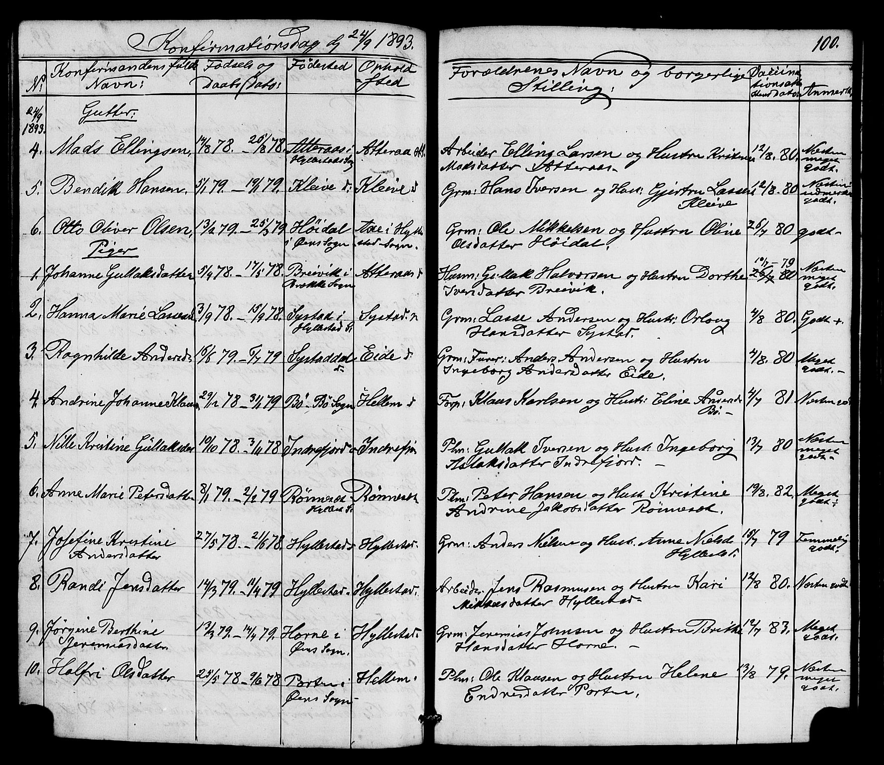 Hyllestad sokneprestembete, SAB/A-80401: Parish register (copy) no. A 2, 1876-1906, p. 100