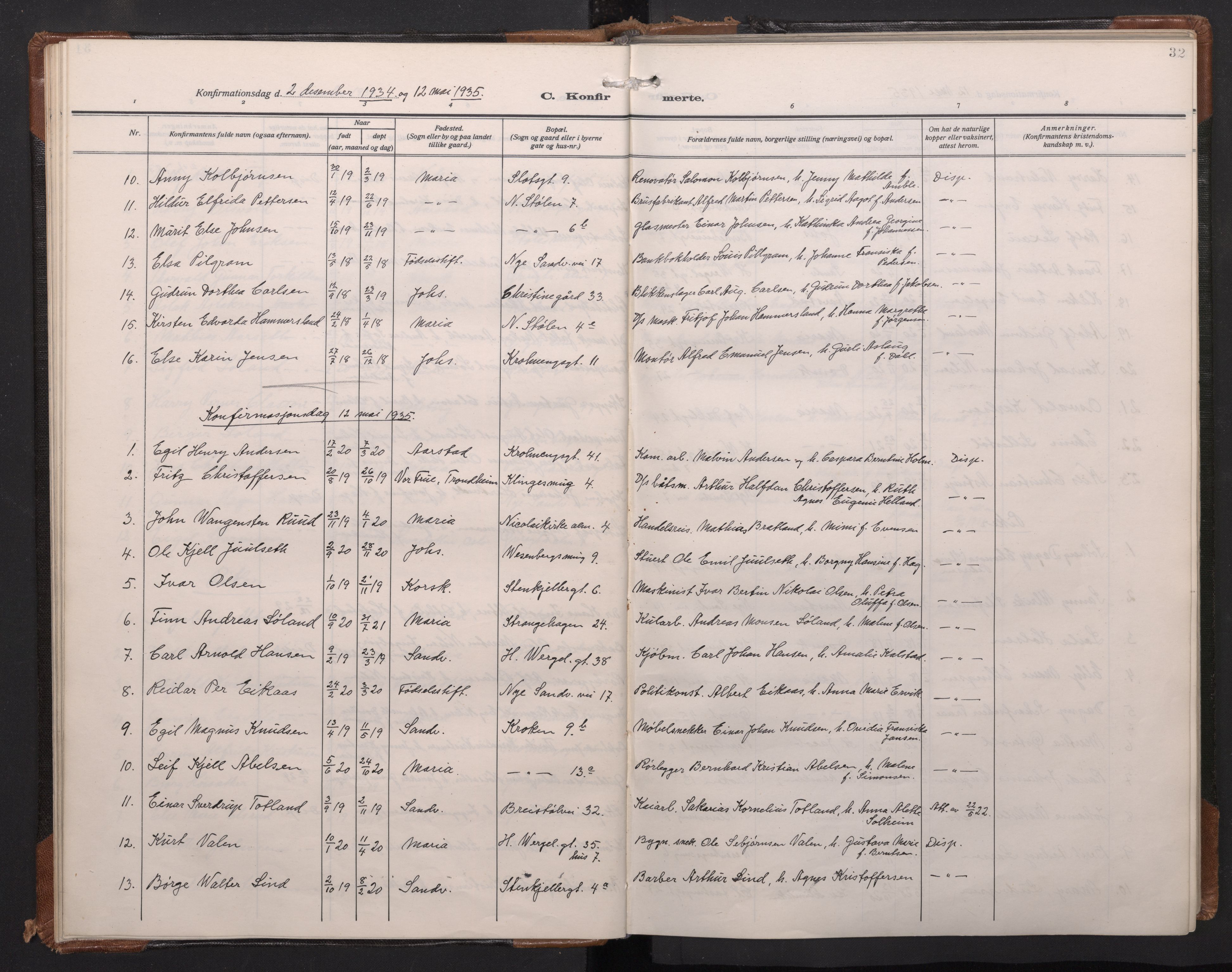 Mariakirken Sokneprestembete, AV/SAB-A-76901/H/Haa/L0016: Parish register (official) no. C 4, 1927-1938, p. 31b-32a