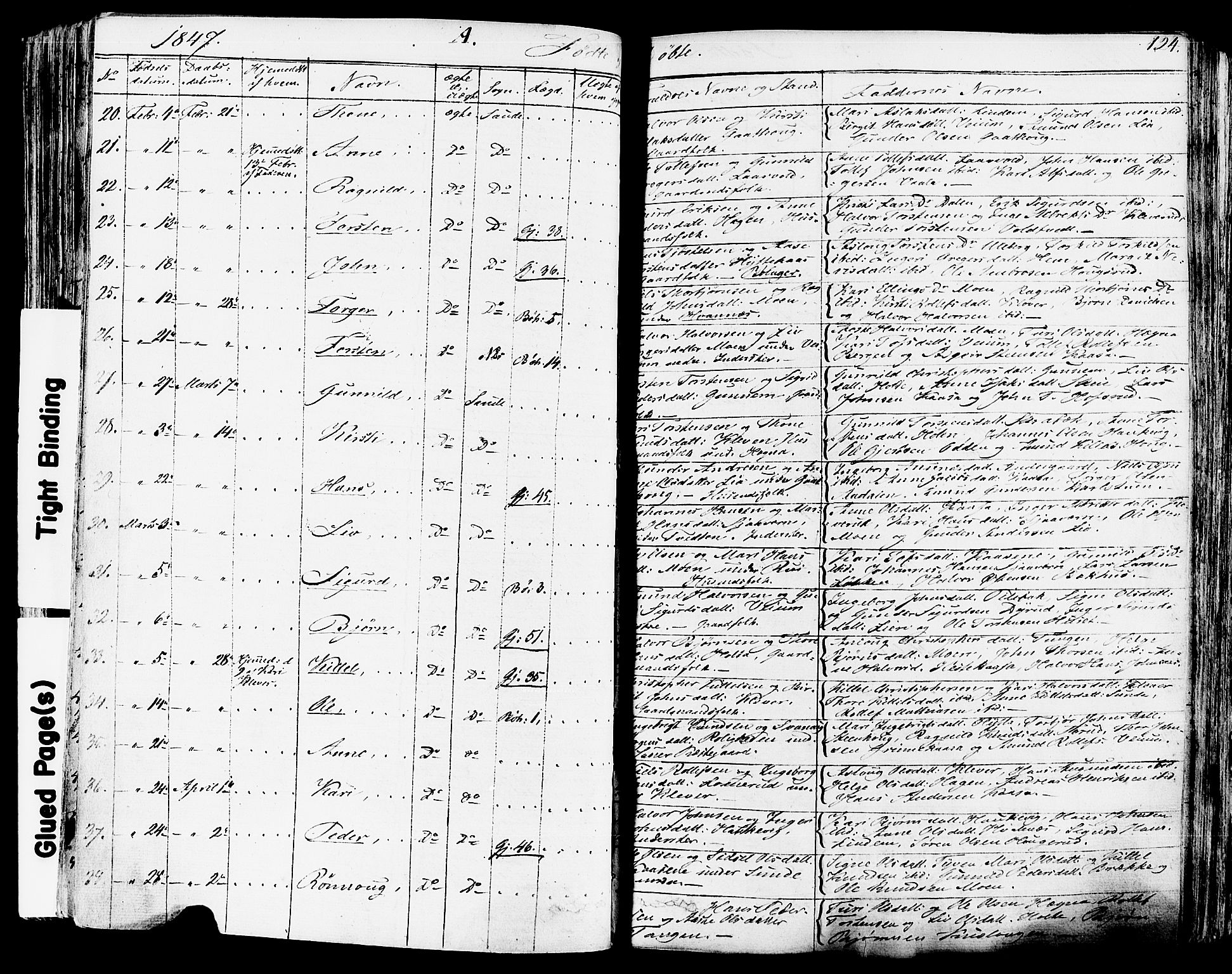 Sauherad kirkebøker, SAKO/A-298/F/Fa/L0006: Parish register (official) no. I 6, 1827-1850, p. 124