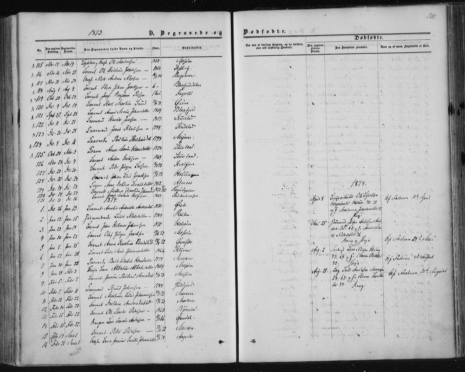 Ministerialprotokoller, klokkerbøker og fødselsregistre - Nordland, SAT/A-1459/820/L0294: Parish register (official) no. 820A15, 1866-1879, p. 311