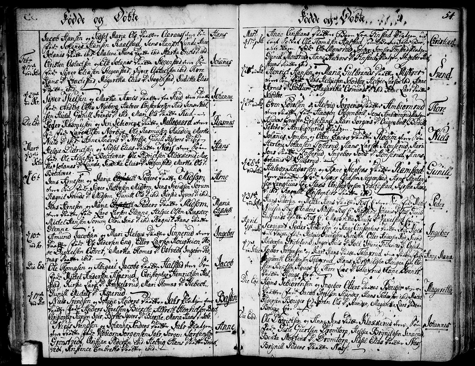 Kråkstad prestekontor Kirkebøker, SAO/A-10125a/F/Fa/L0001: Parish register (official) no. I 1, 1736-1785, p. 54