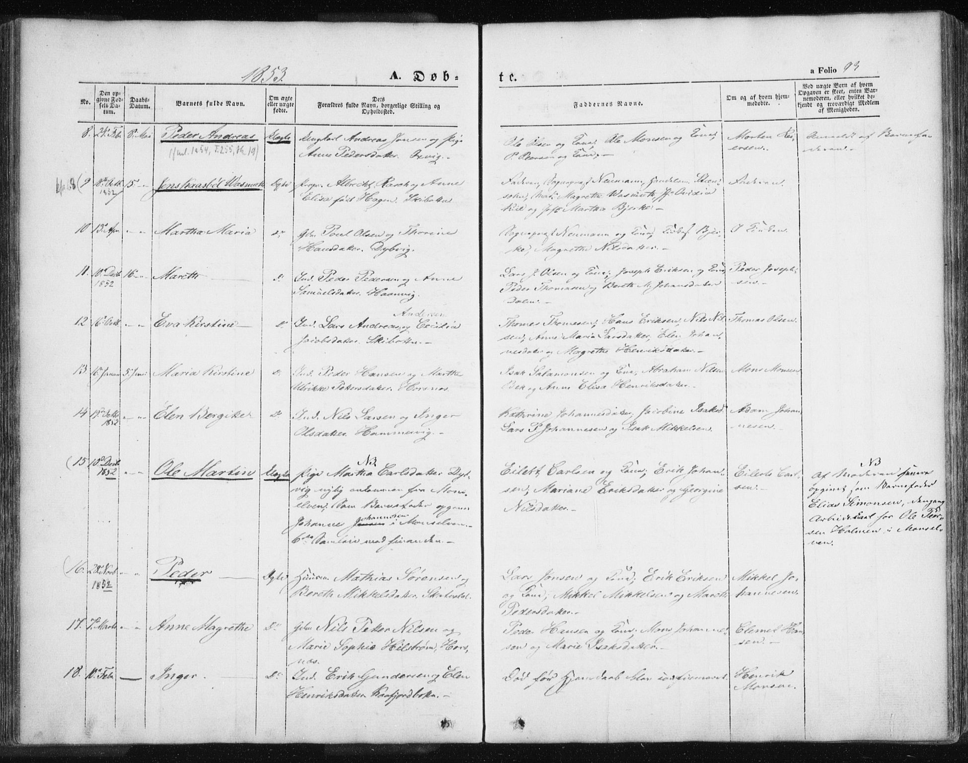 Lyngen sokneprestembete, SATØ/S-1289/H/He/Hea/L0004kirke: Parish register (official) no. 4, 1839-1858, p. 93