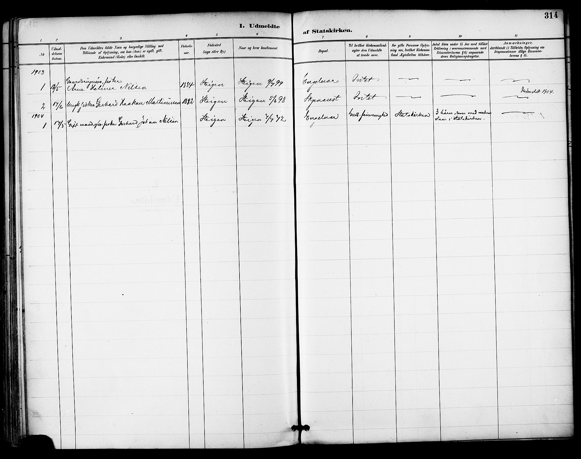 Ministerialprotokoller, klokkerbøker og fødselsregistre - Nordland, AV/SAT-A-1459/855/L0803: Parish register (official) no. 855A11, 1887-1905, p. 314