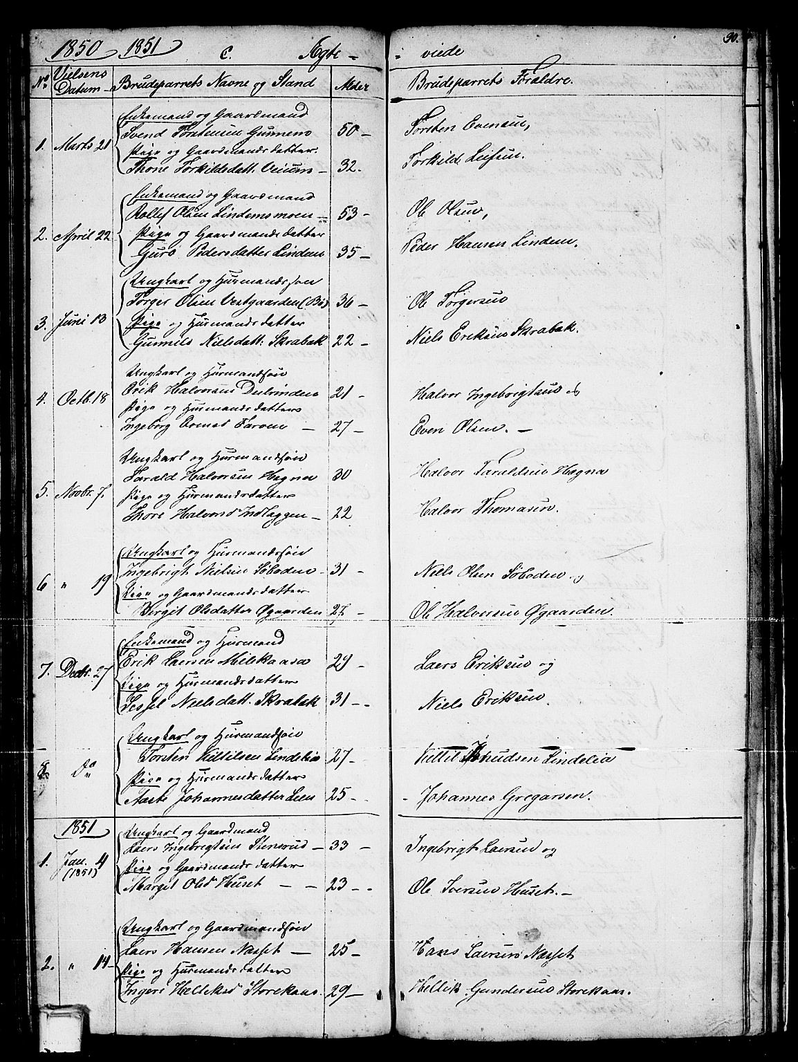 Sauherad kirkebøker, SAKO/A-298/G/Gb/L0001: Parish register (copy) no. II 1, 1845-1865, p. 90