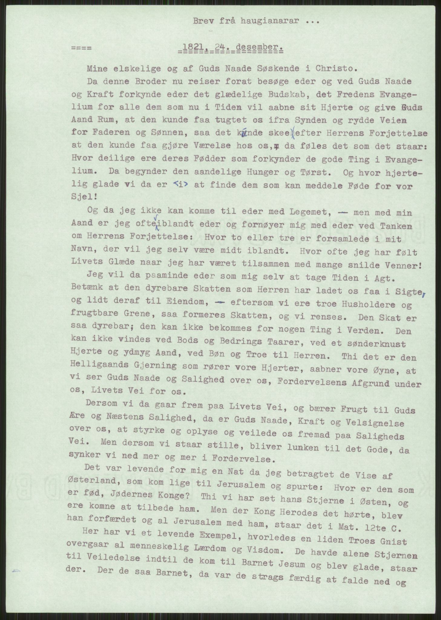 Samlinger til kildeutgivelse, Haugianerbrev, AV/RA-EA-6834/F/L0002: Haugianerbrev II: 1805-1821, 1805-1821