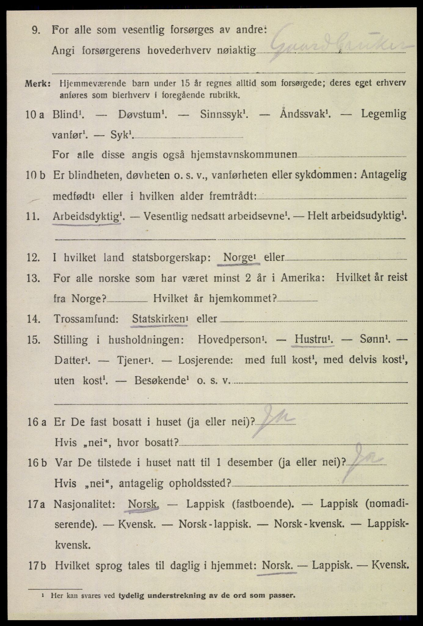 SAT, 1920 census for Lurøy, 1920, p. 5172