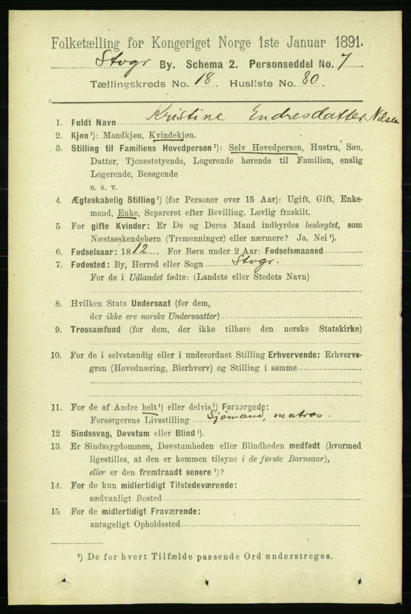 RA, 1891 census for 1103 Stavanger, 1891, p. 22383