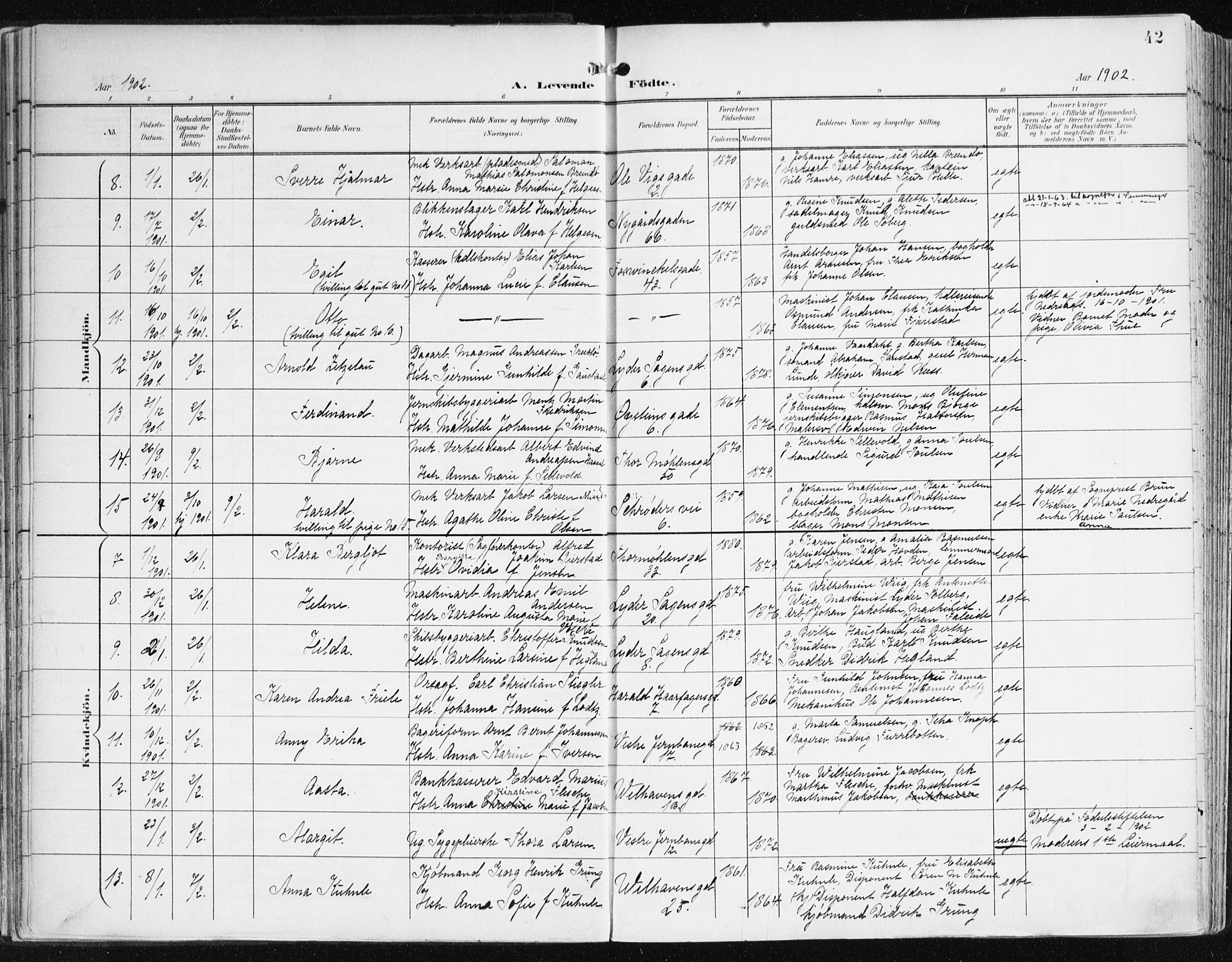 Johanneskirken sokneprestembete, AV/SAB-A-76001/H/Haa/L0002: Parish register (official) no. A 2, 1900-1912, p. 42