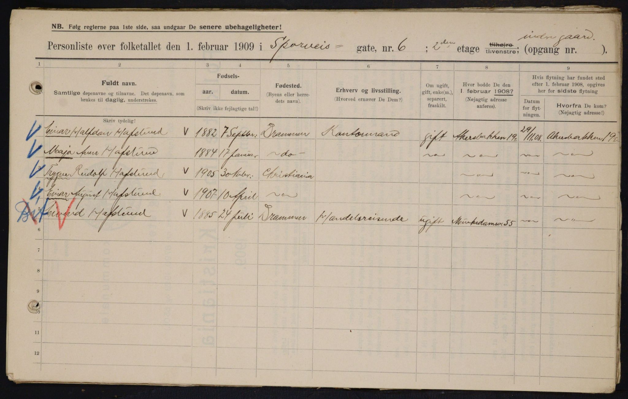 OBA, Municipal Census 1909 for Kristiania, 1909, p. 91001