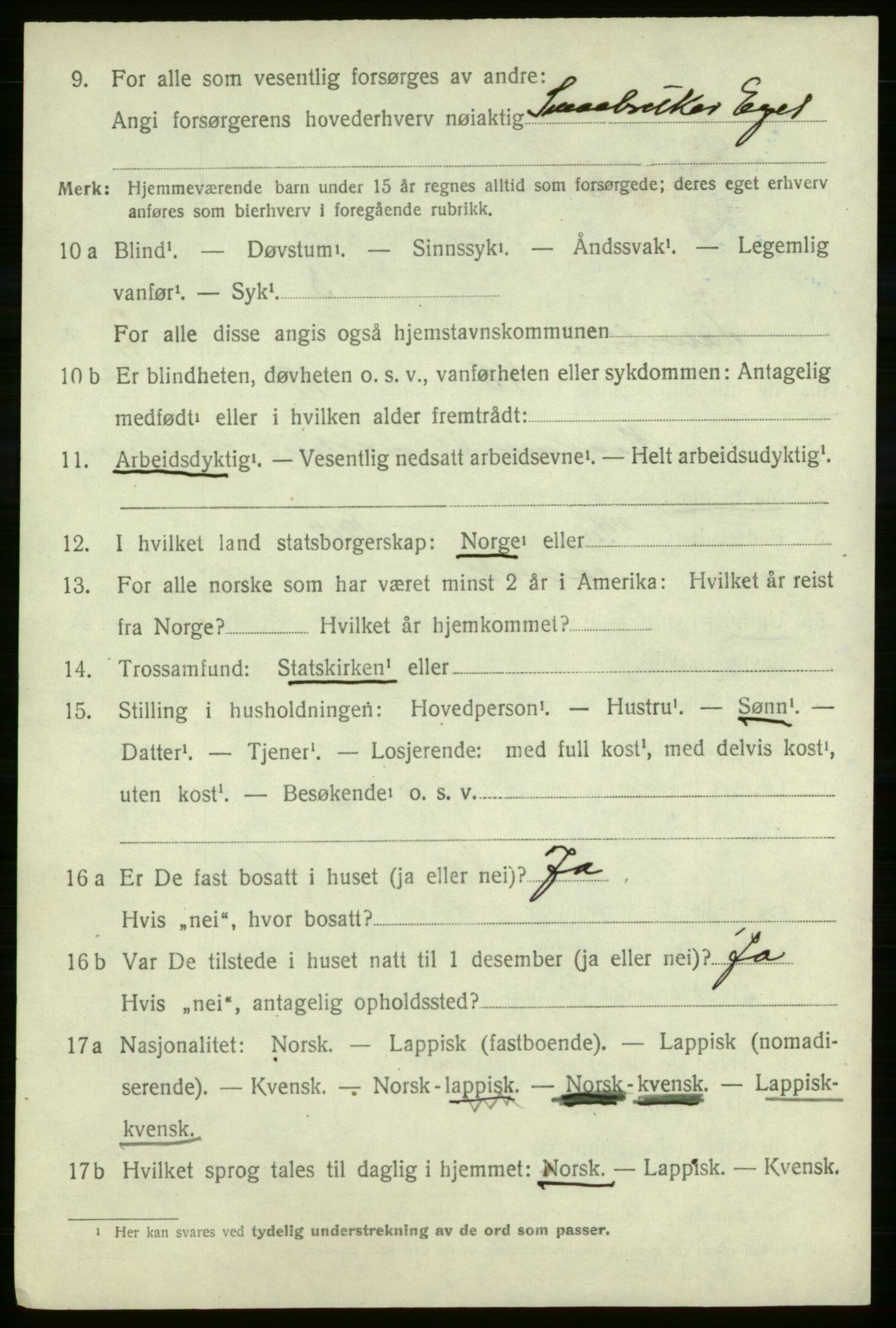 SATØ, 1920 census for Talvik, 1920, p. 2177