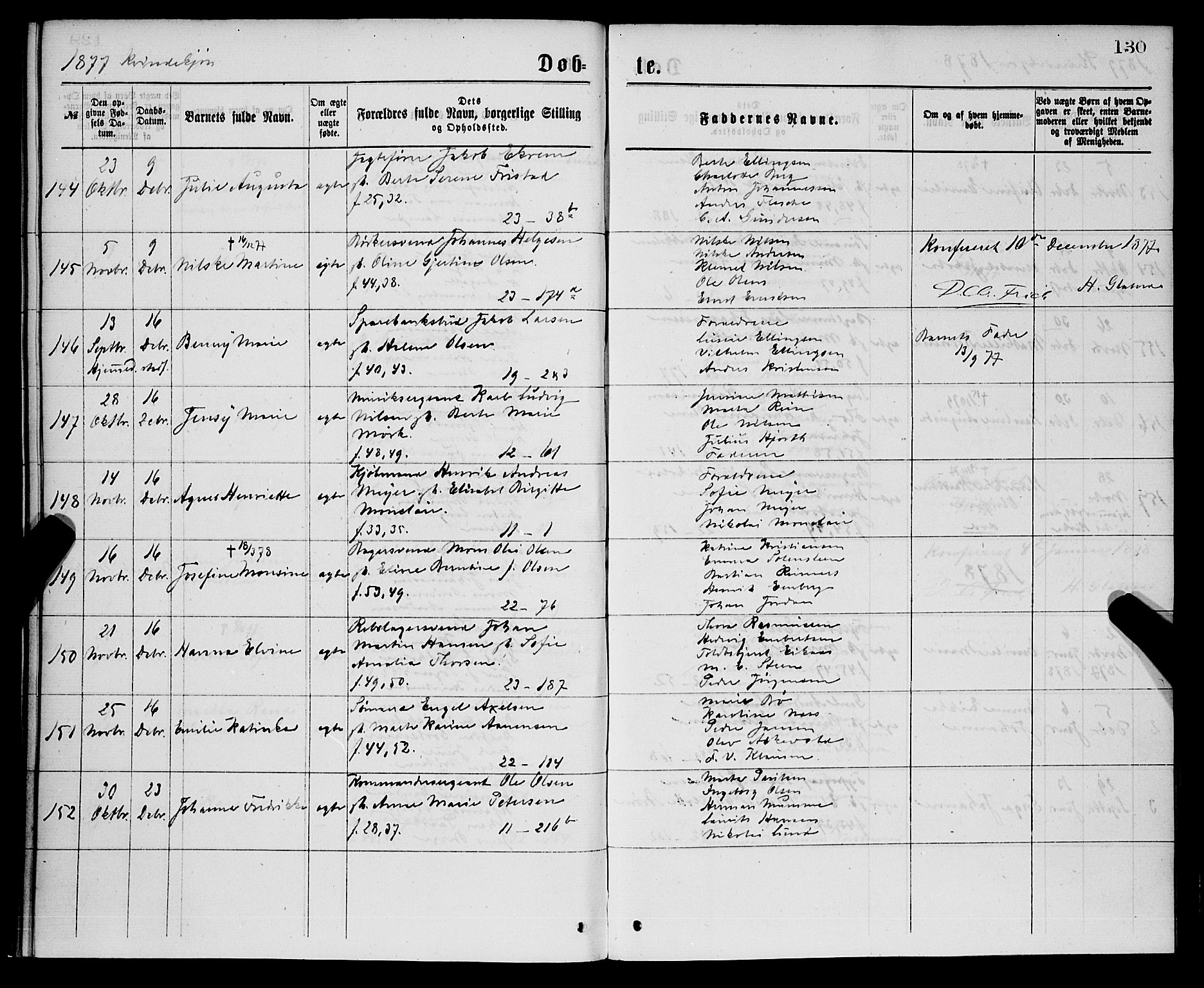 Korskirken sokneprestembete, SAB/A-76101/H/Hab: Parish register (copy) no. B 7, 1874-1878, p. 130