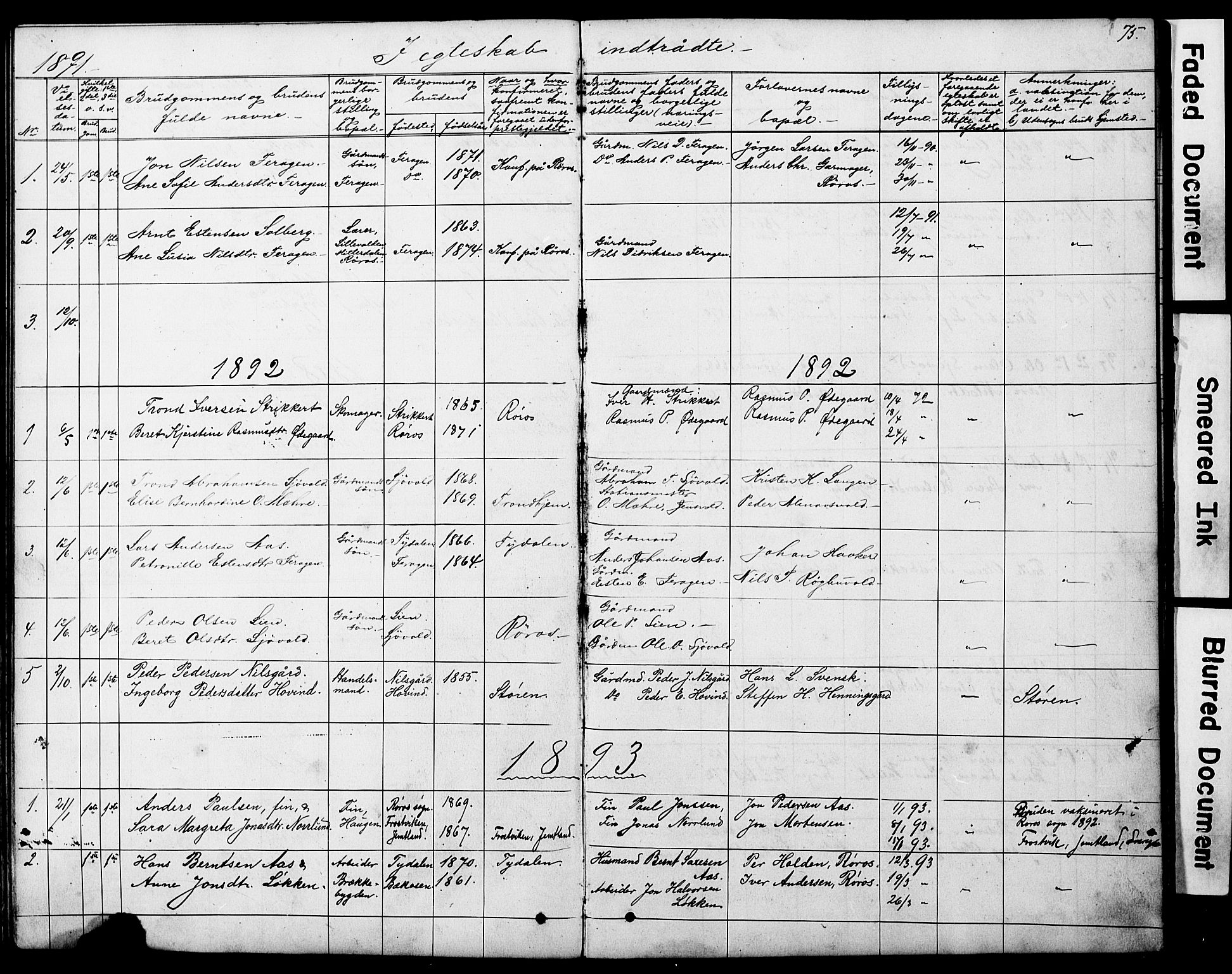 Ministerialprotokoller, klokkerbøker og fødselsregistre - Sør-Trøndelag, AV/SAT-A-1456/683/L0949: Parish register (copy) no. 683C01, 1880-1896, p. 75