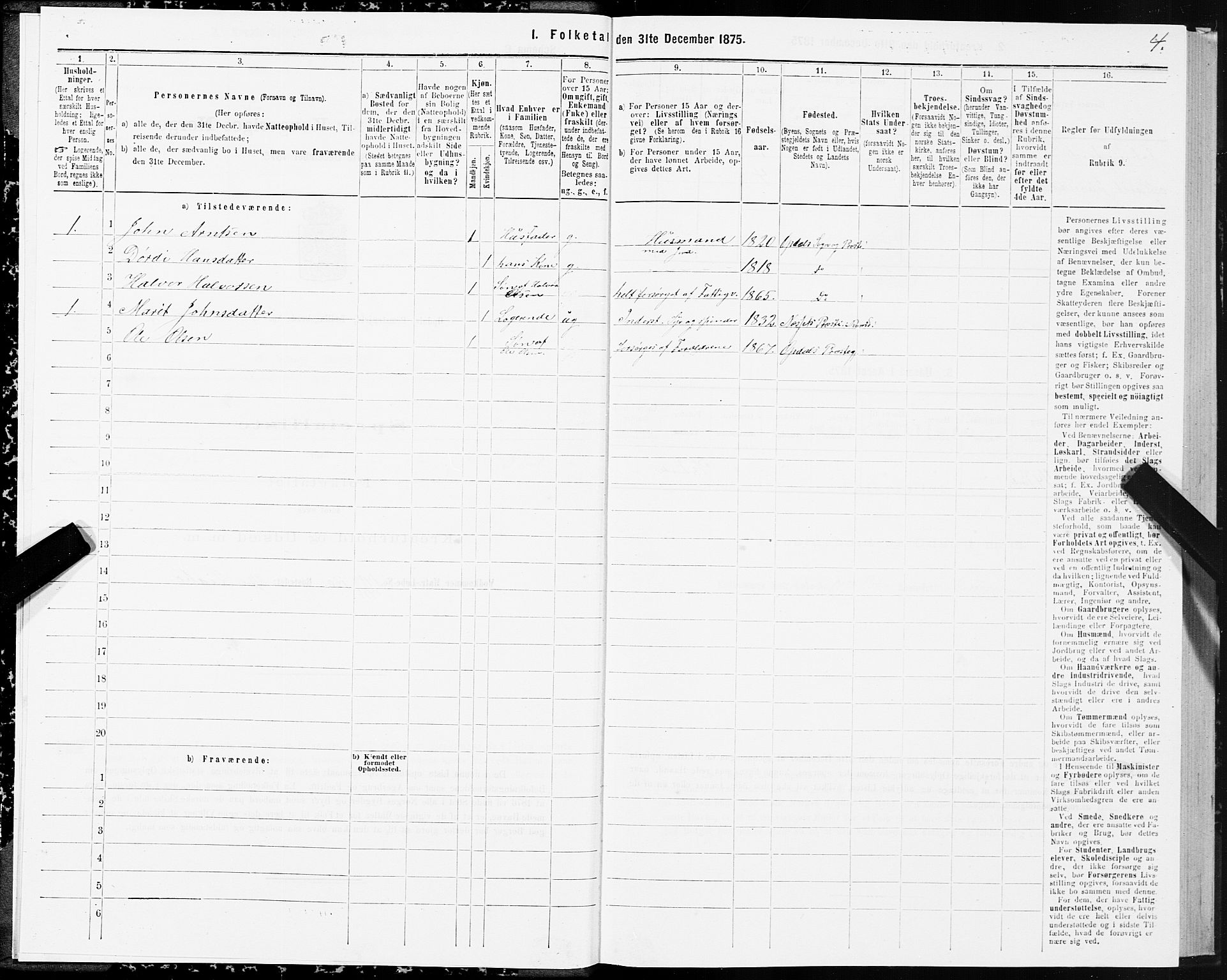 SAT, 1875 census for 1634P Oppdal, 1875, p. 3004