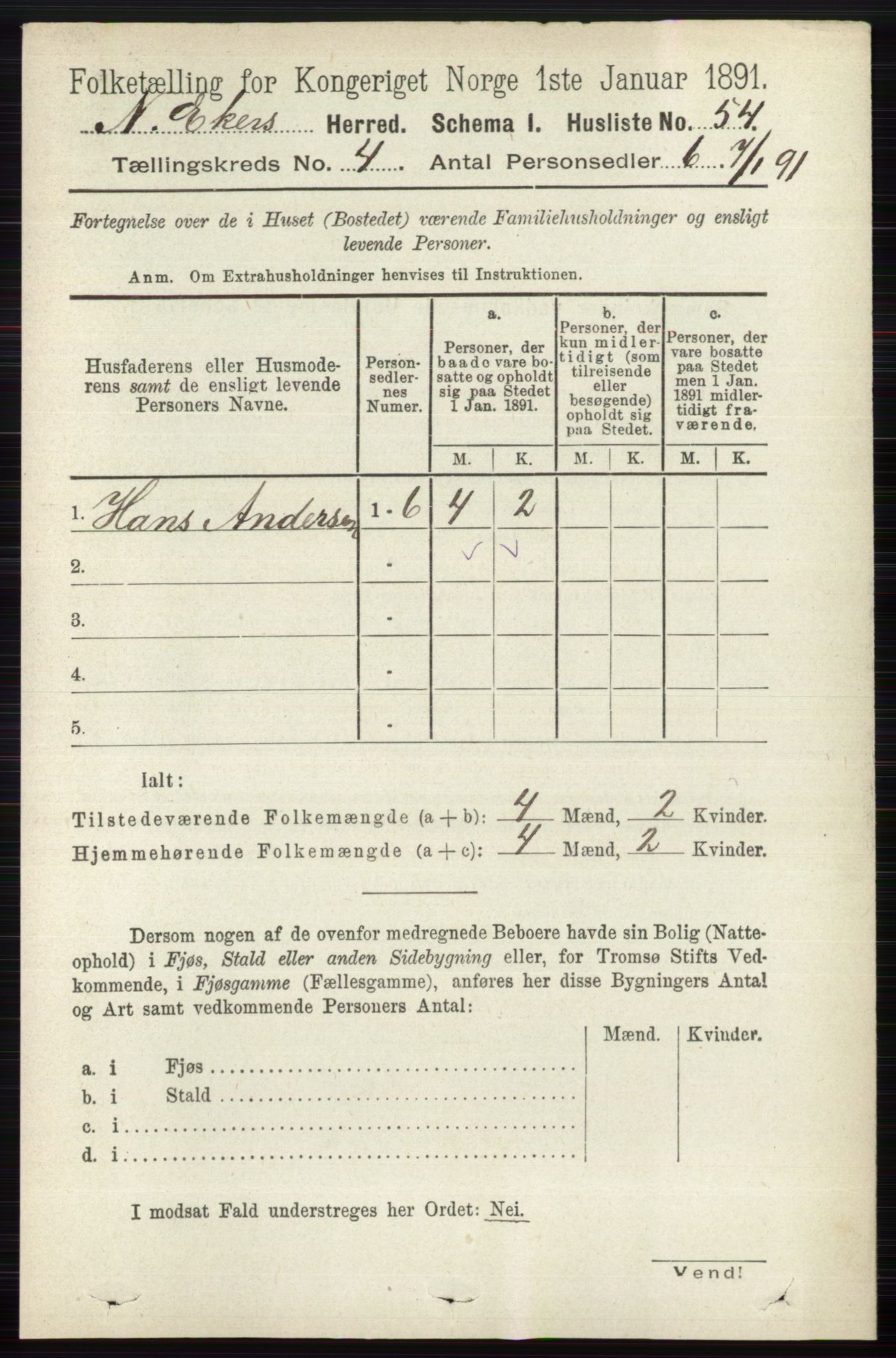 RA, 1891 census for 0625 Nedre Eiker, 1891, p. 1937