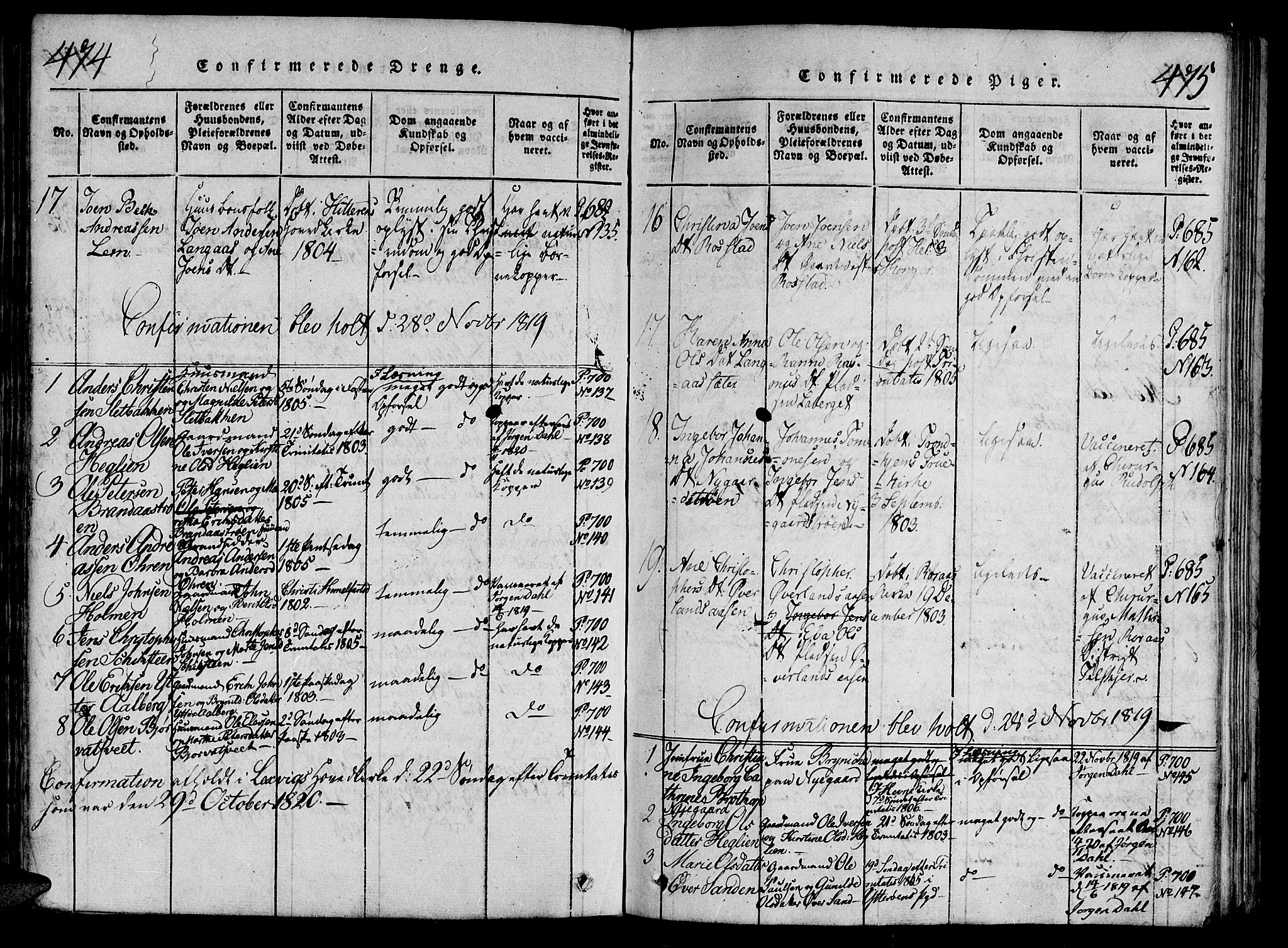 Ministerialprotokoller, klokkerbøker og fødselsregistre - Nord-Trøndelag, SAT/A-1458/701/L0005: Parish register (official) no. 701A05 /1, 1816-1825, p. 474-475