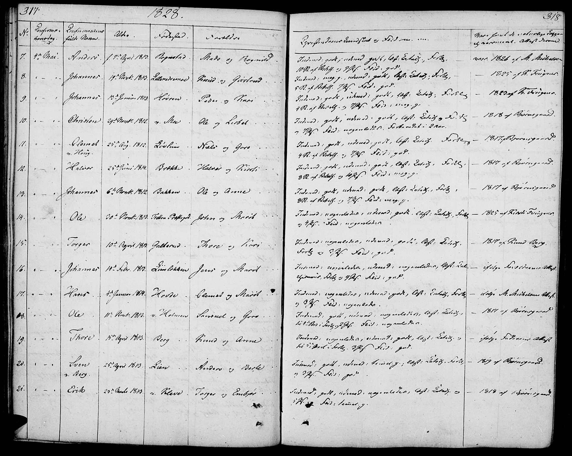 Øyer prestekontor, SAH/PREST-084/H/Ha/Haa/L0004: Parish register (official) no. 4, 1824-1841, p. 317-318