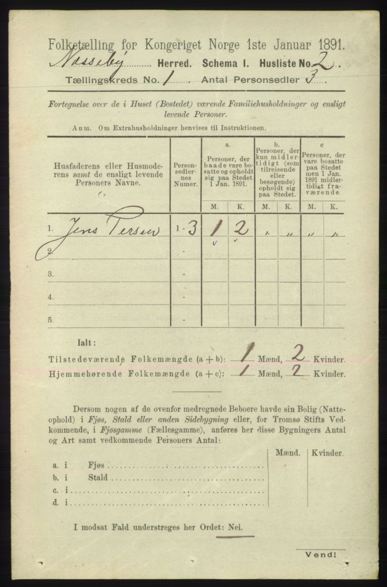 RA, 1891 census for 2027 Nesseby, 1891, p. 17