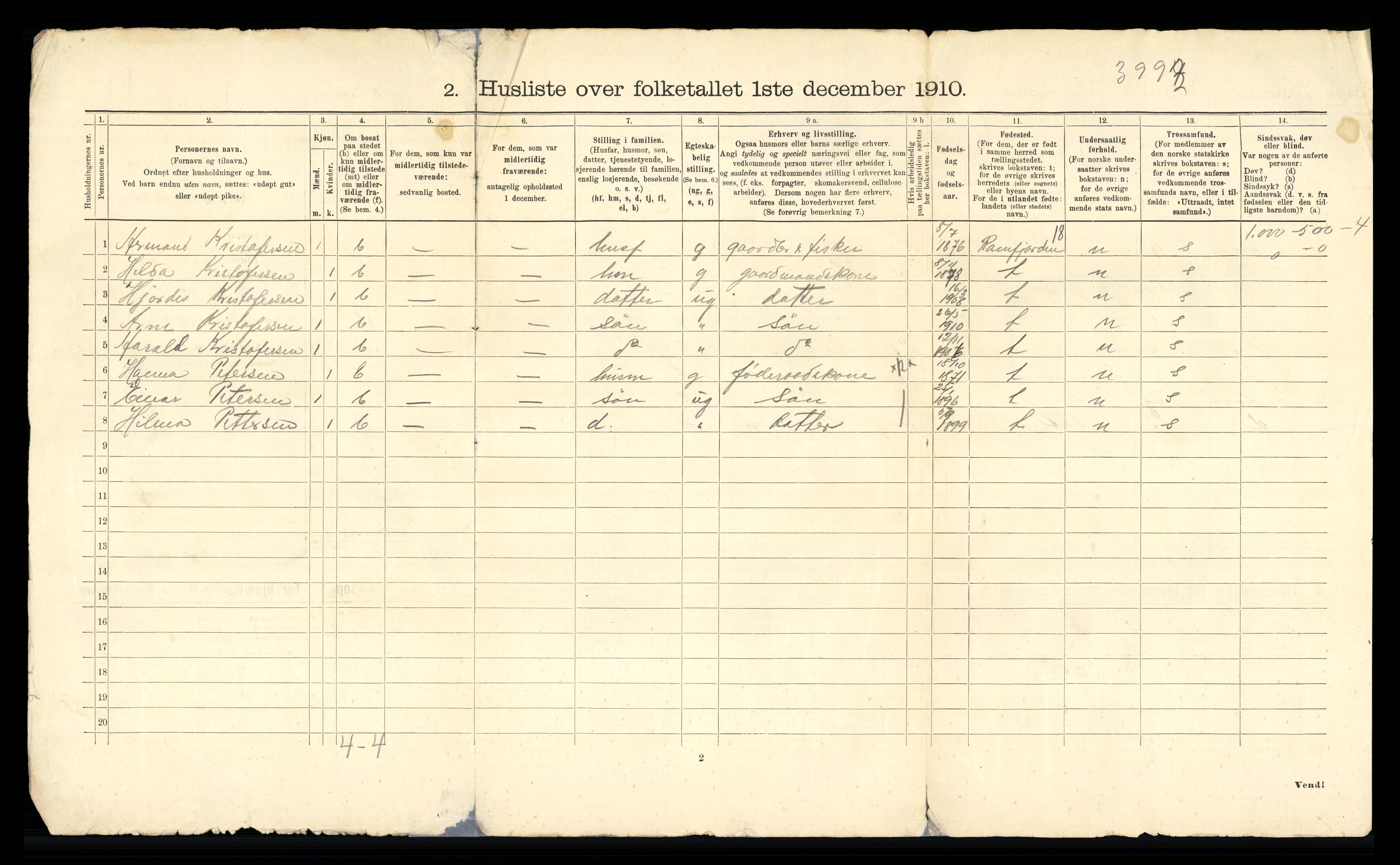 RA, 1910 census for Tromsøysund, 1910, p. 44