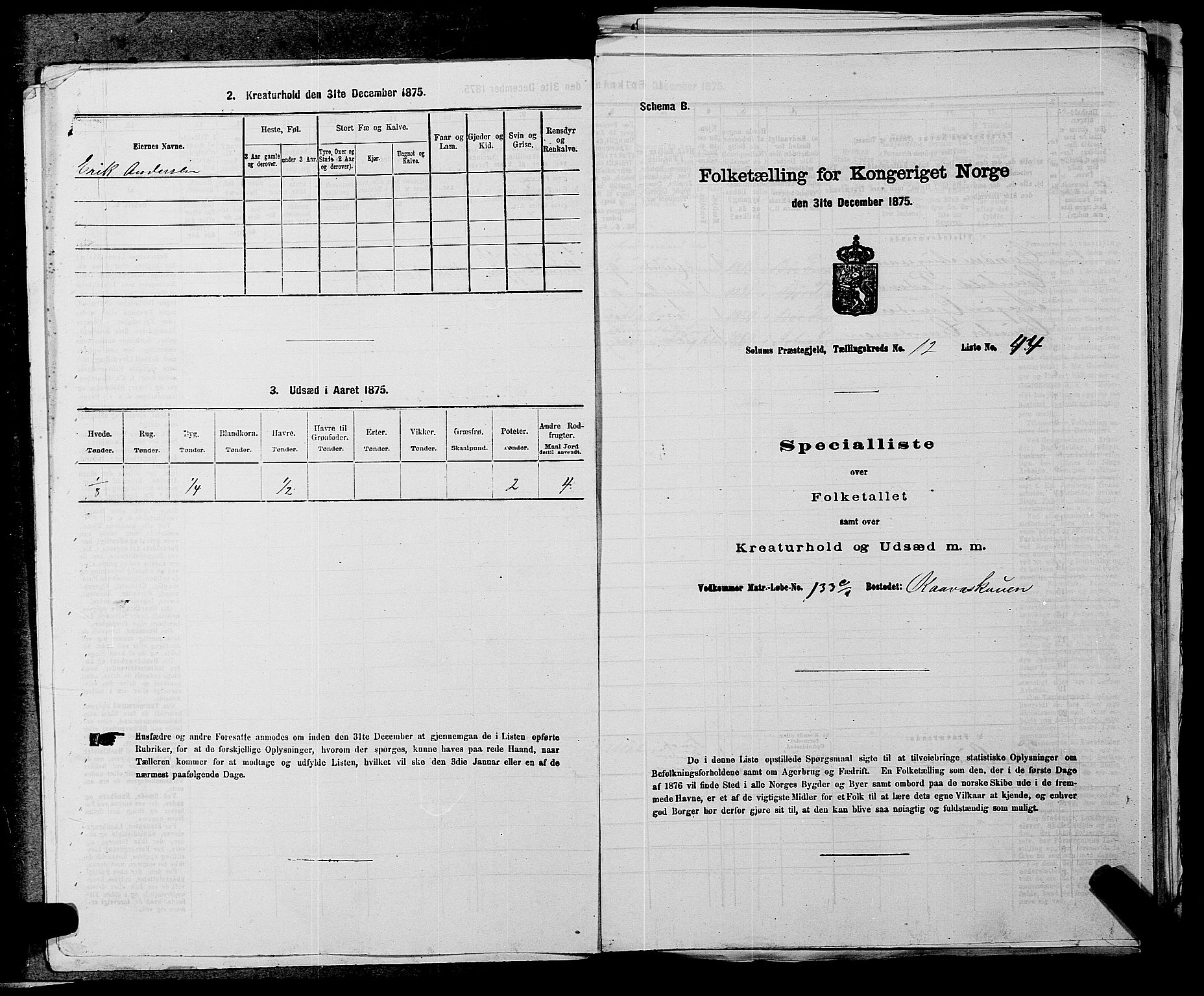 SAKO, 1875 census for 0818P Solum, 1875, p. 1790