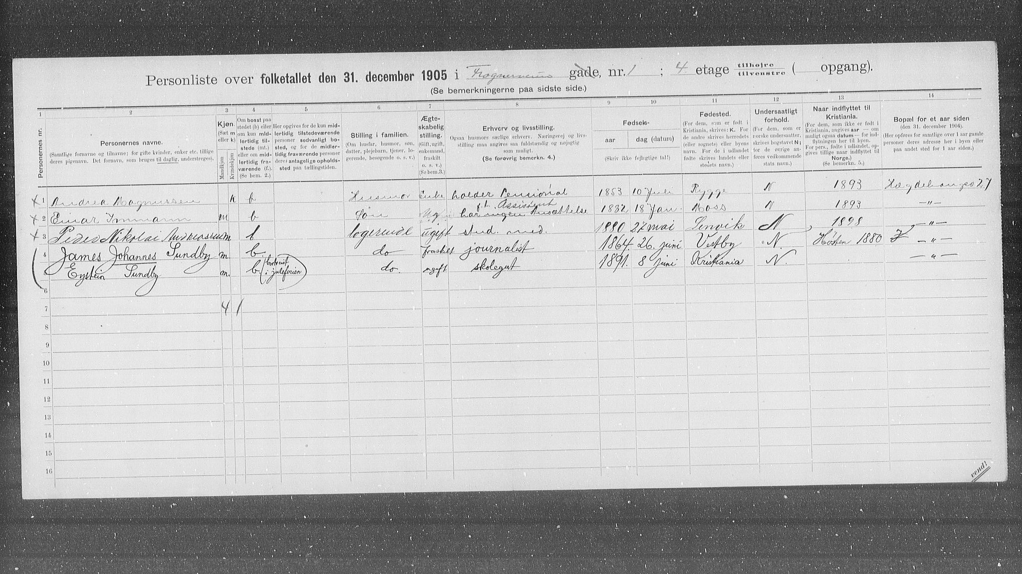 OBA, Municipal Census 1905 for Kristiania, 1905, p. 13980