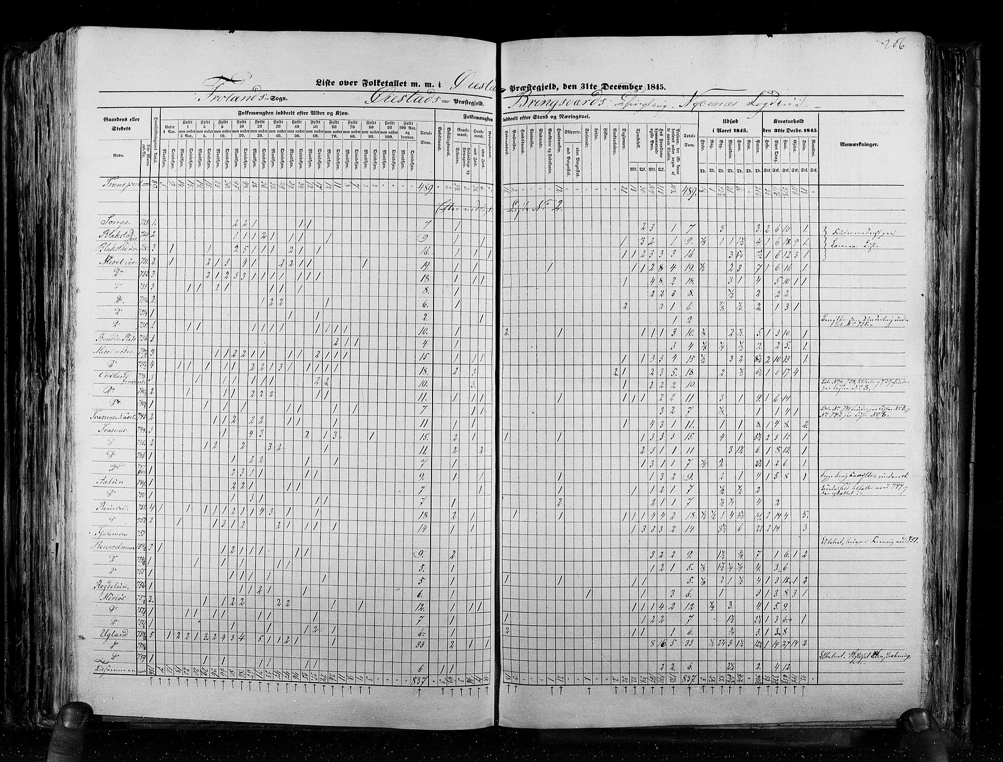 RA, Census 1845, vol. 5: Bratsberg amt og Nedenes og Råbyggelaget amt, 1845, p. 286