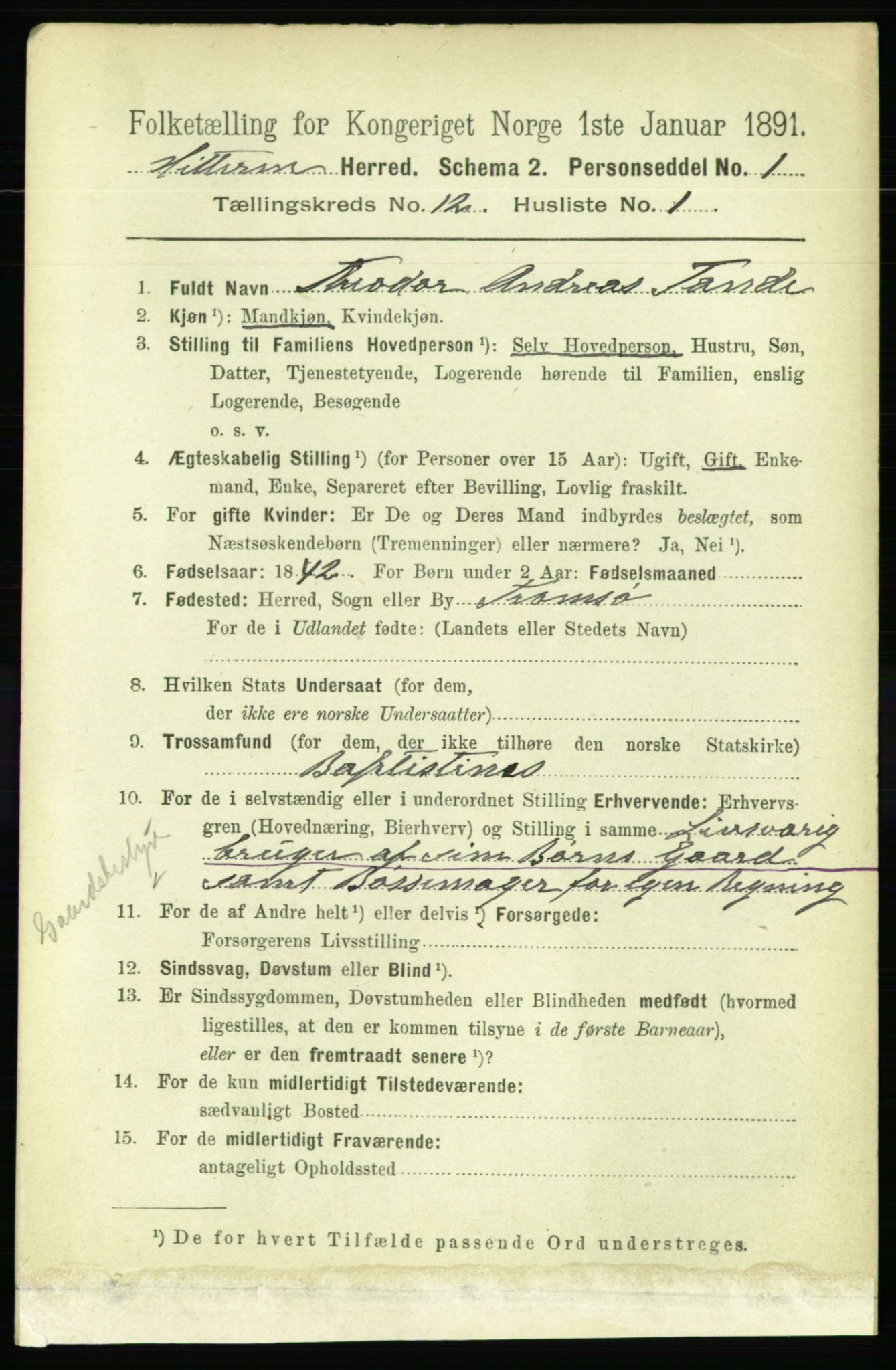 RA, 1891 census for 1617 Hitra, 1891, p. 2563