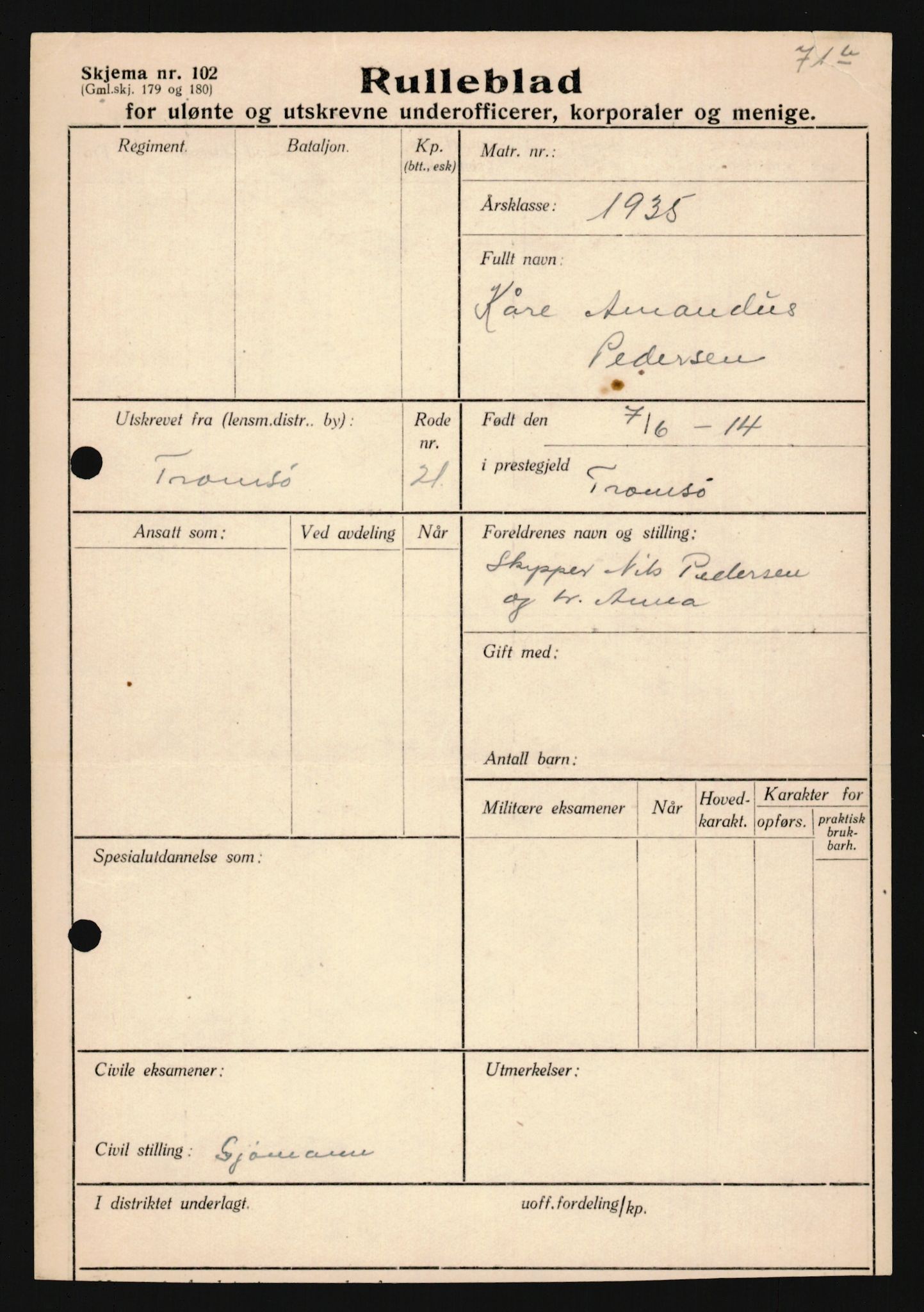 Forsvaret, Troms infanteriregiment nr. 16, AV/RA-RAFA-3146/P/Pa/L0019: Rulleblad for regimentets menige mannskaper, årsklasse 1935, 1935, p. 1015