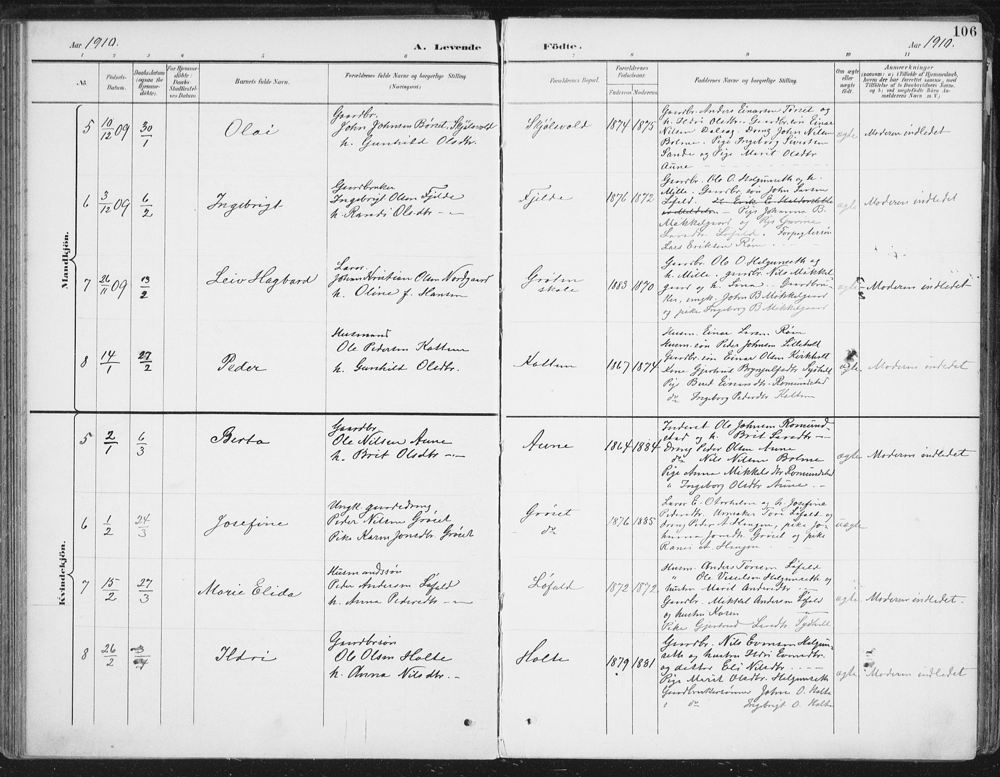 Ministerialprotokoller, klokkerbøker og fødselsregistre - Møre og Romsdal, AV/SAT-A-1454/598/L1072: Parish register (official) no. 598A06, 1896-1910, p. 106