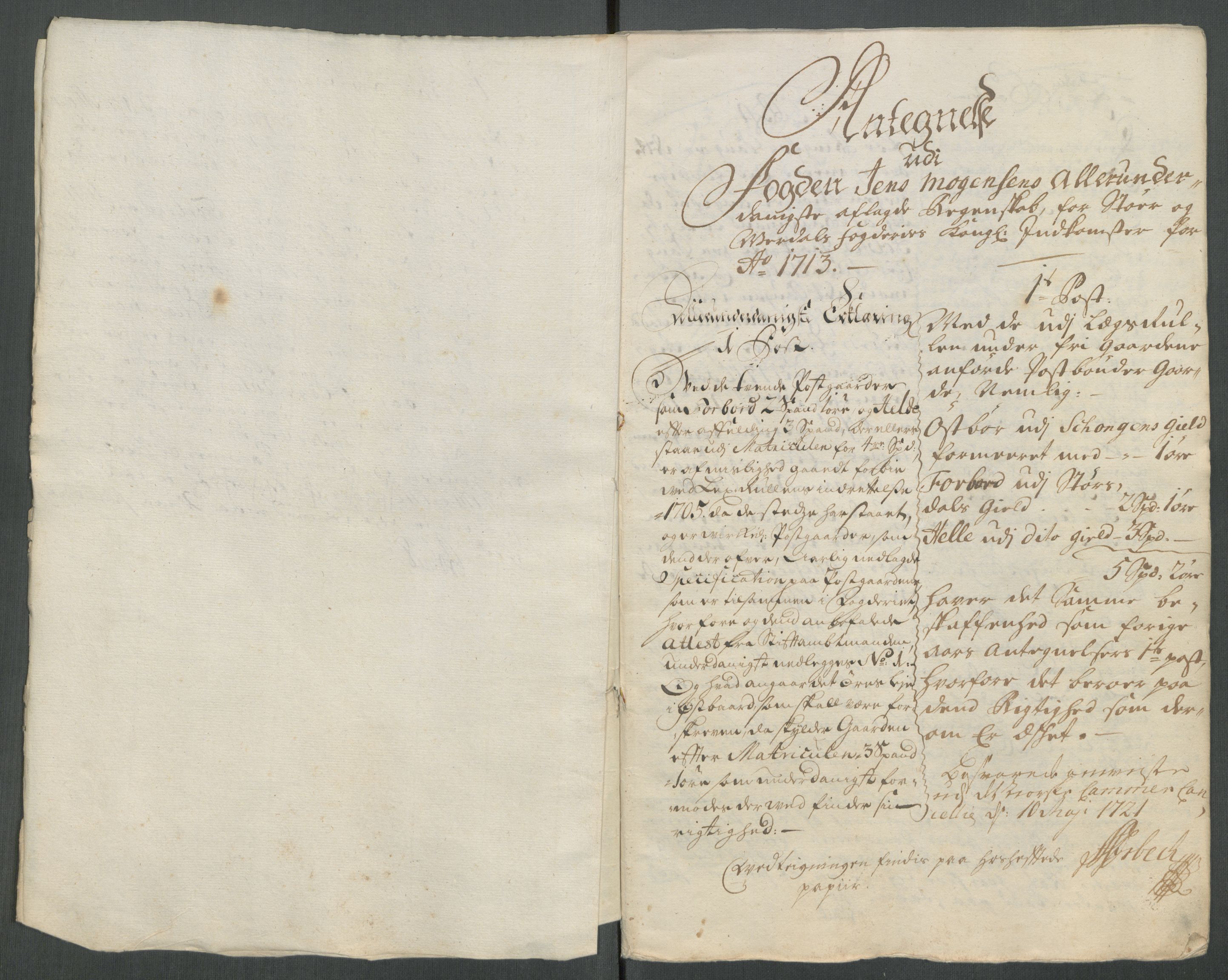 Rentekammeret inntil 1814, Reviderte regnskaper, Fogderegnskap, RA/EA-4092/R62/L4203: Fogderegnskap Stjørdal og Verdal, 1713, p. 318