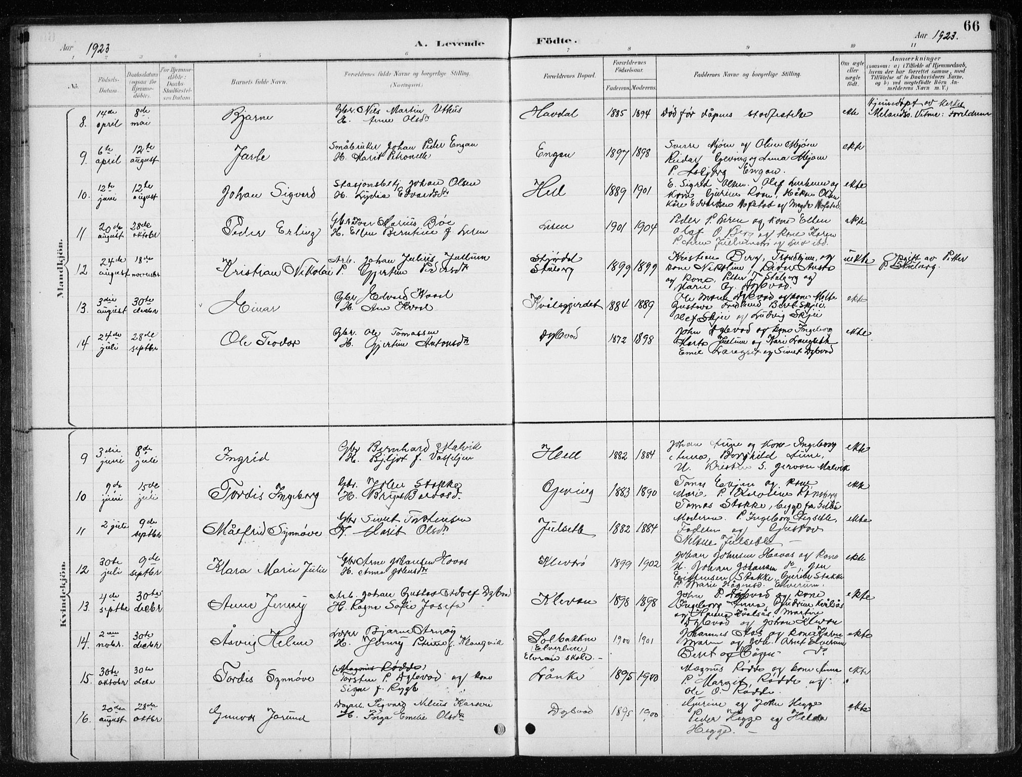 Ministerialprotokoller, klokkerbøker og fødselsregistre - Nord-Trøndelag, SAT/A-1458/710/L0096: Parish register (copy) no. 710C01, 1892-1925, p. 66