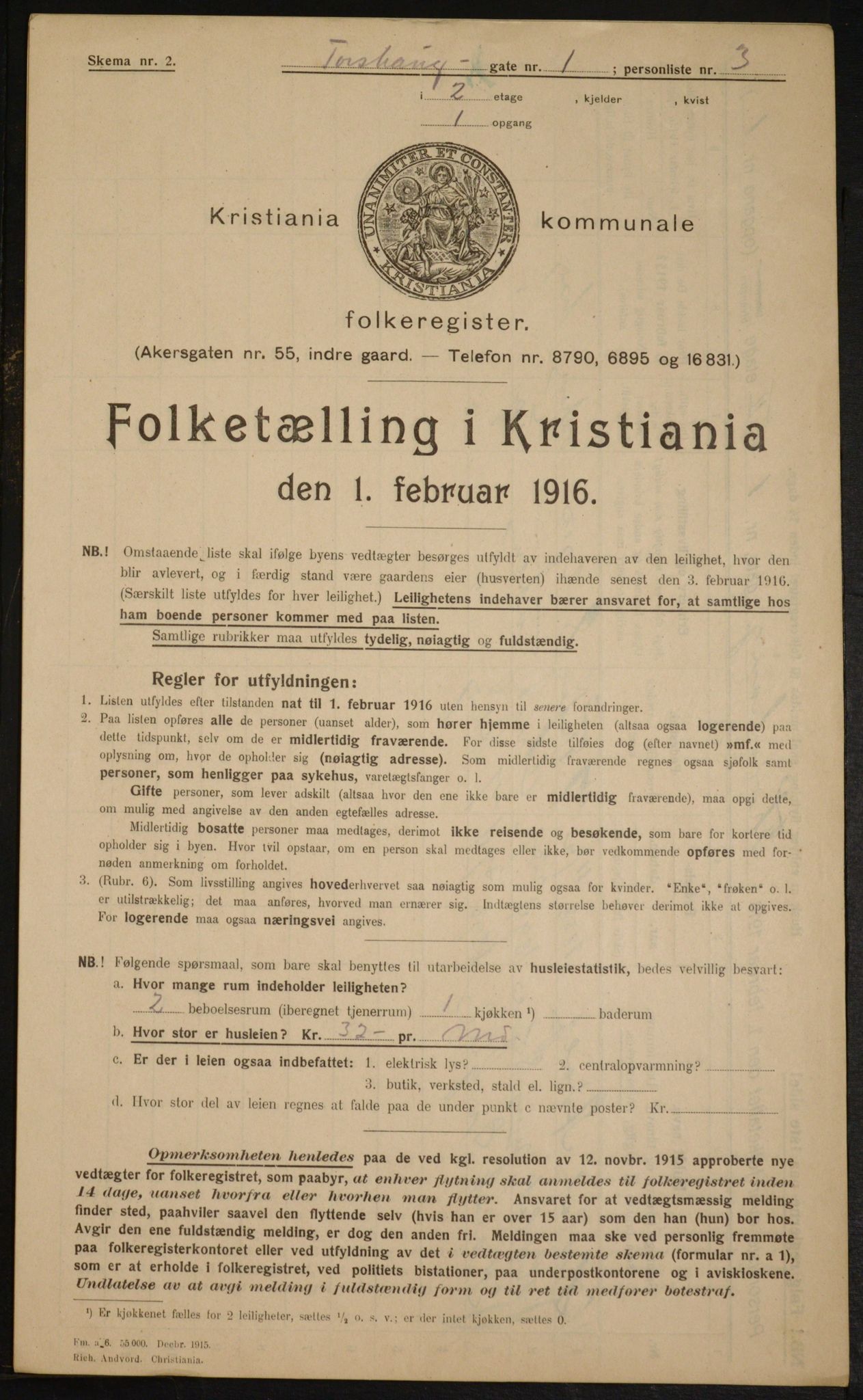 OBA, Municipal Census 1916 for Kristiania, 1916, p. 117640