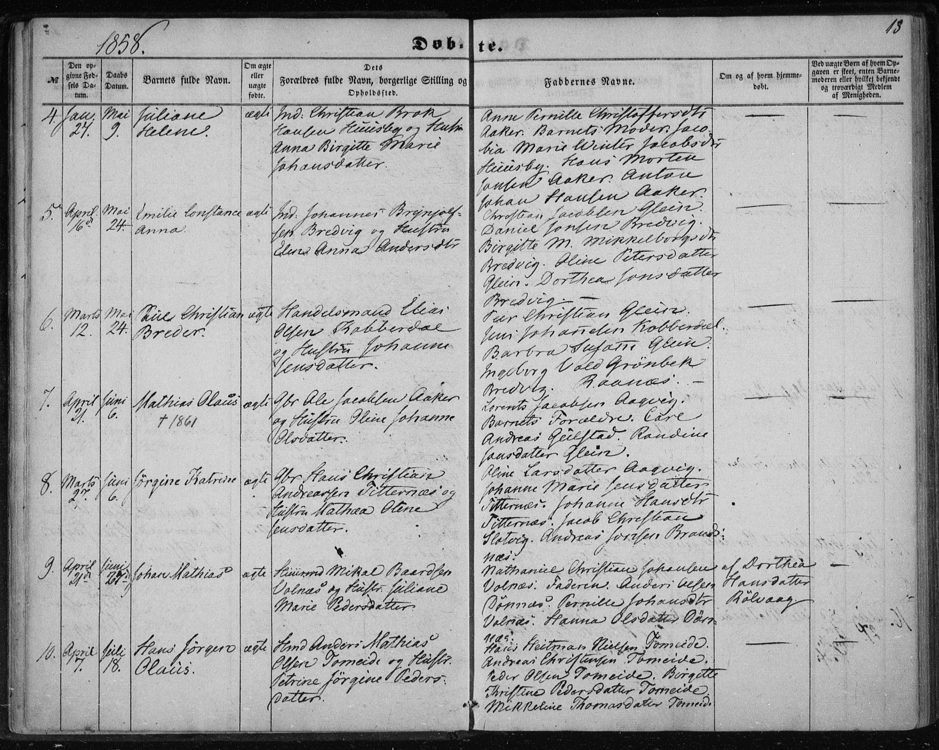 Ministerialprotokoller, klokkerbøker og fødselsregistre - Nordland, AV/SAT-A-1459/835/L0523: Parish register (official) no. 835A01, 1855-1865, p. 18